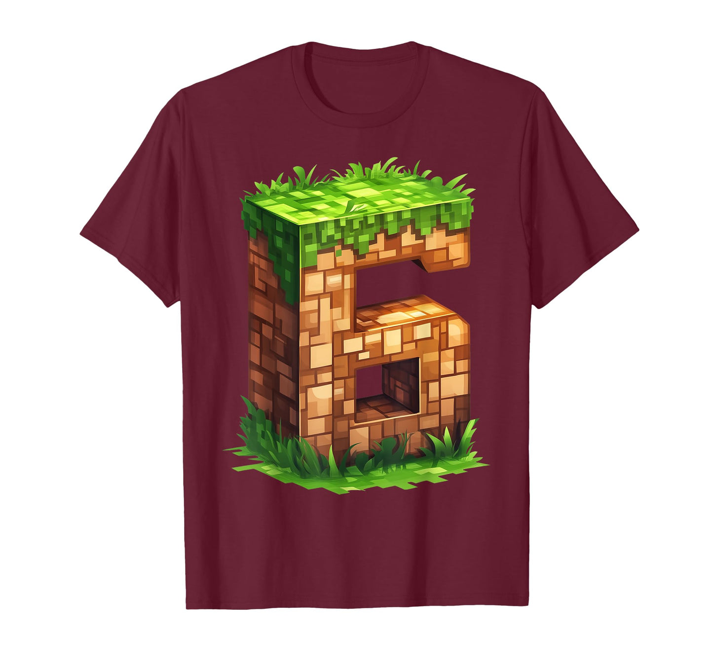 Fun 6th Birthday Number 6 Video Gamer Pixel Themed Bday Boys T-Shirt