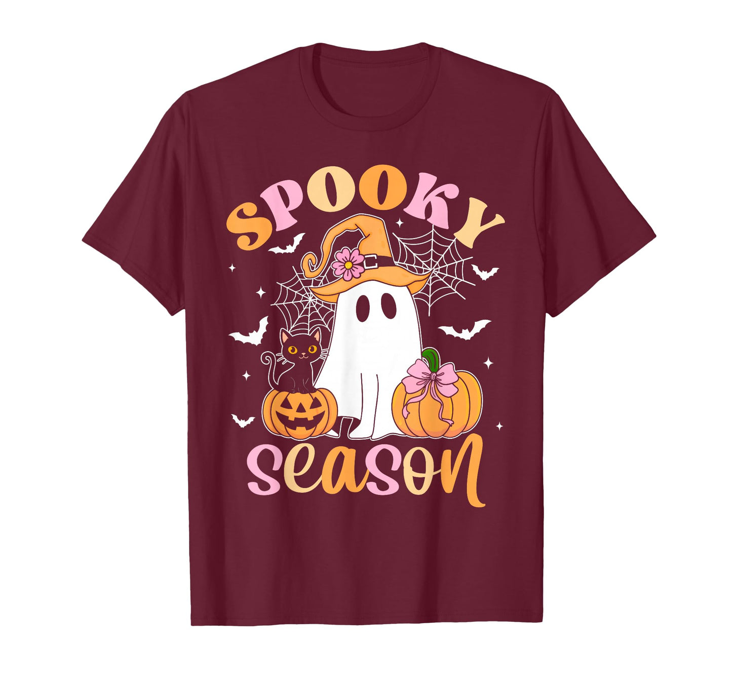 Spooky Season Happy Halloween Retro Ghost Spooky Women Girls T-Shirt