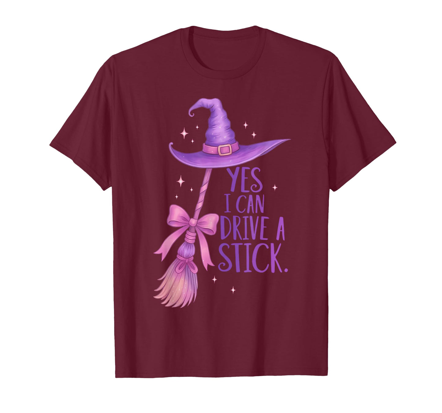 Yes I Can Drive A Stick Funny Halloween Spooky Witch Hat T-Shirt