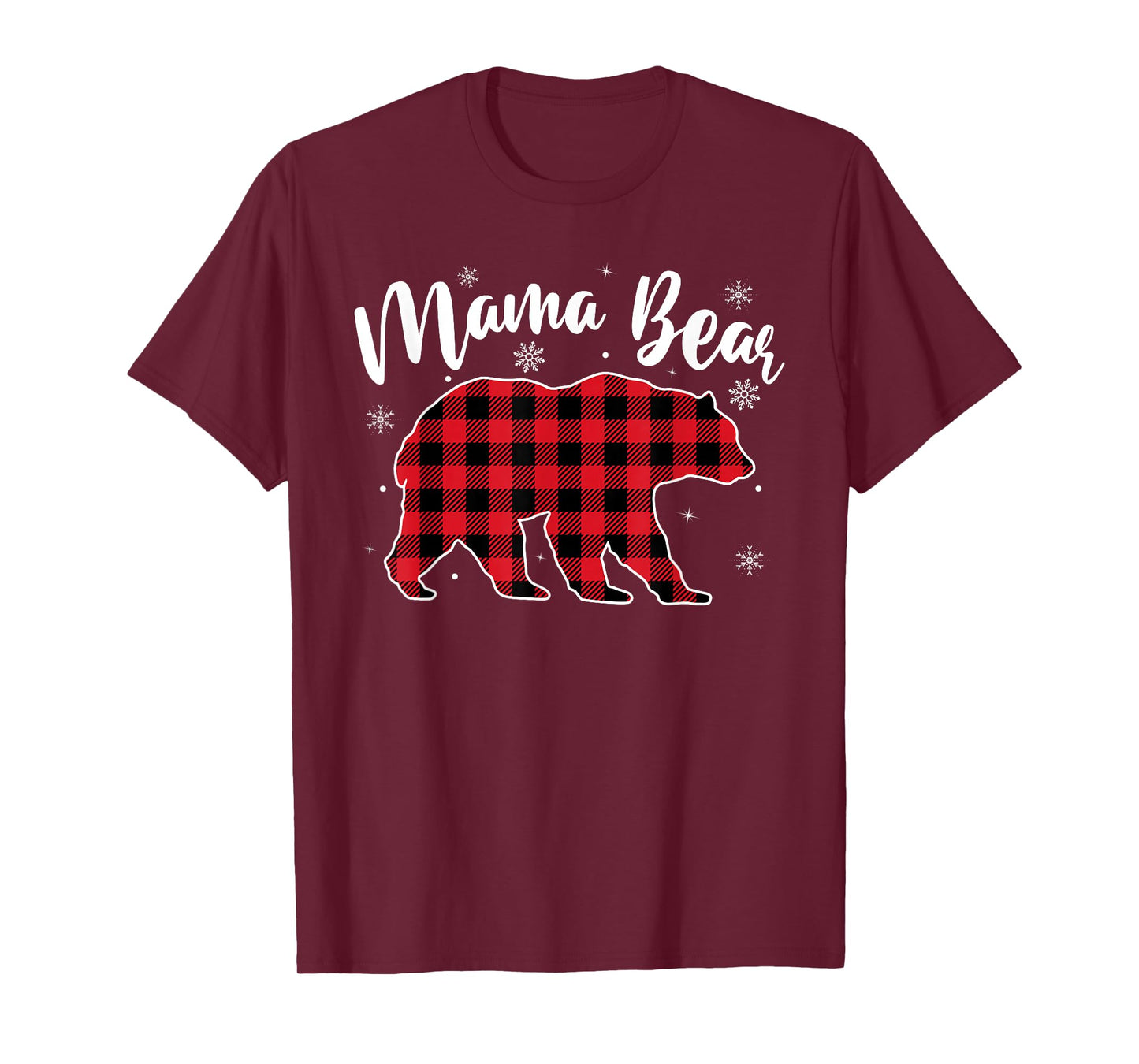 Mama Bear Women Buffalo Plaid Christmas Pajamas Family Mom T-Shirt