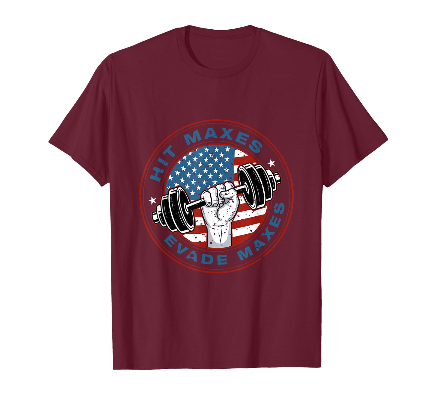 Hit Maxes Evade Taxes Fun Sarcastic Lifting Gym USA Flag T-Shirt for Women Men