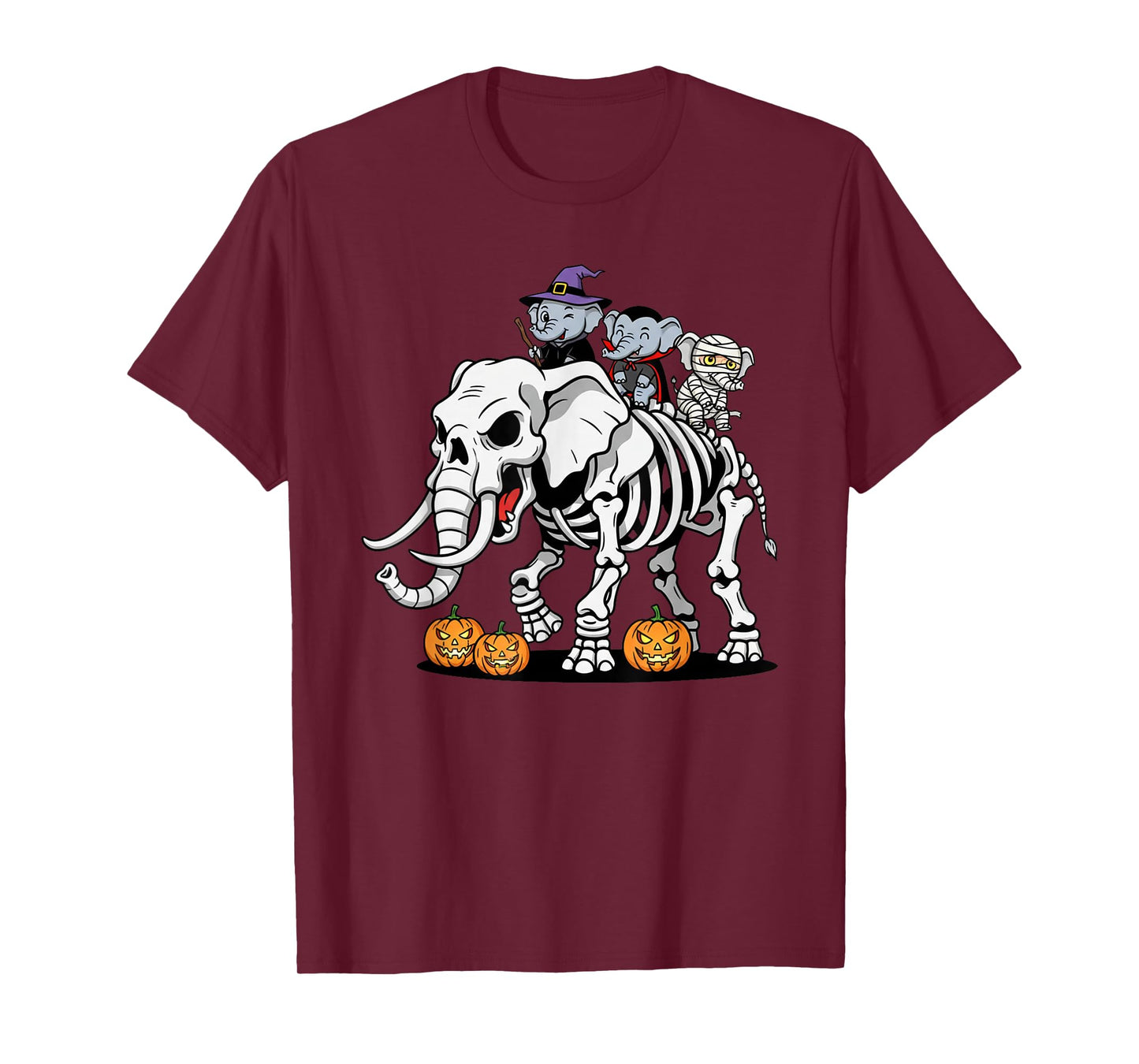 Elephant Skeleton Mummy Witch Halloween Kids Mens Womens T-Shirt