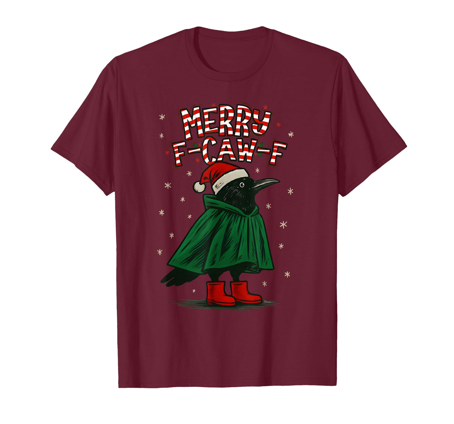 Merry Christmas F-Caw-F Crow Santa Black Bird Xmas Raven T-Shirt