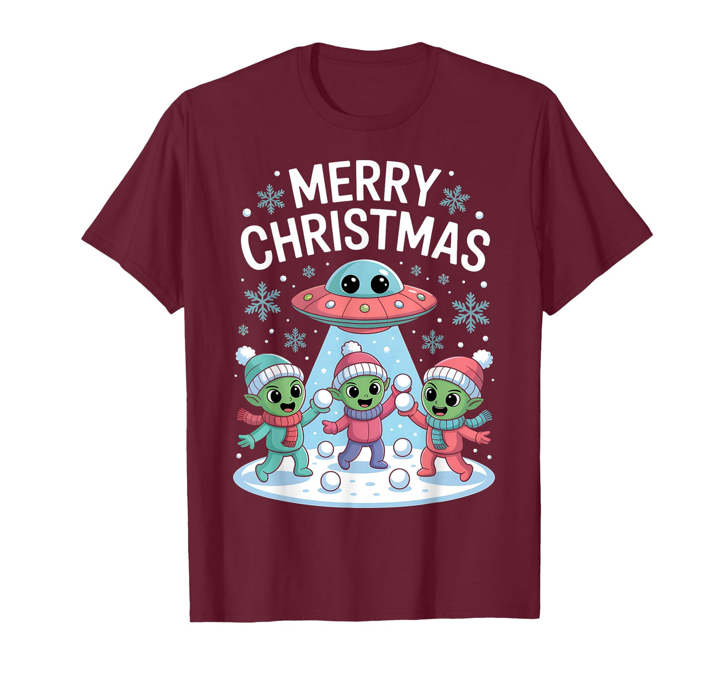 Funny Alien Trio Merry Ugly Christmas Santa Hat Gifts Xmas T-Shirt
