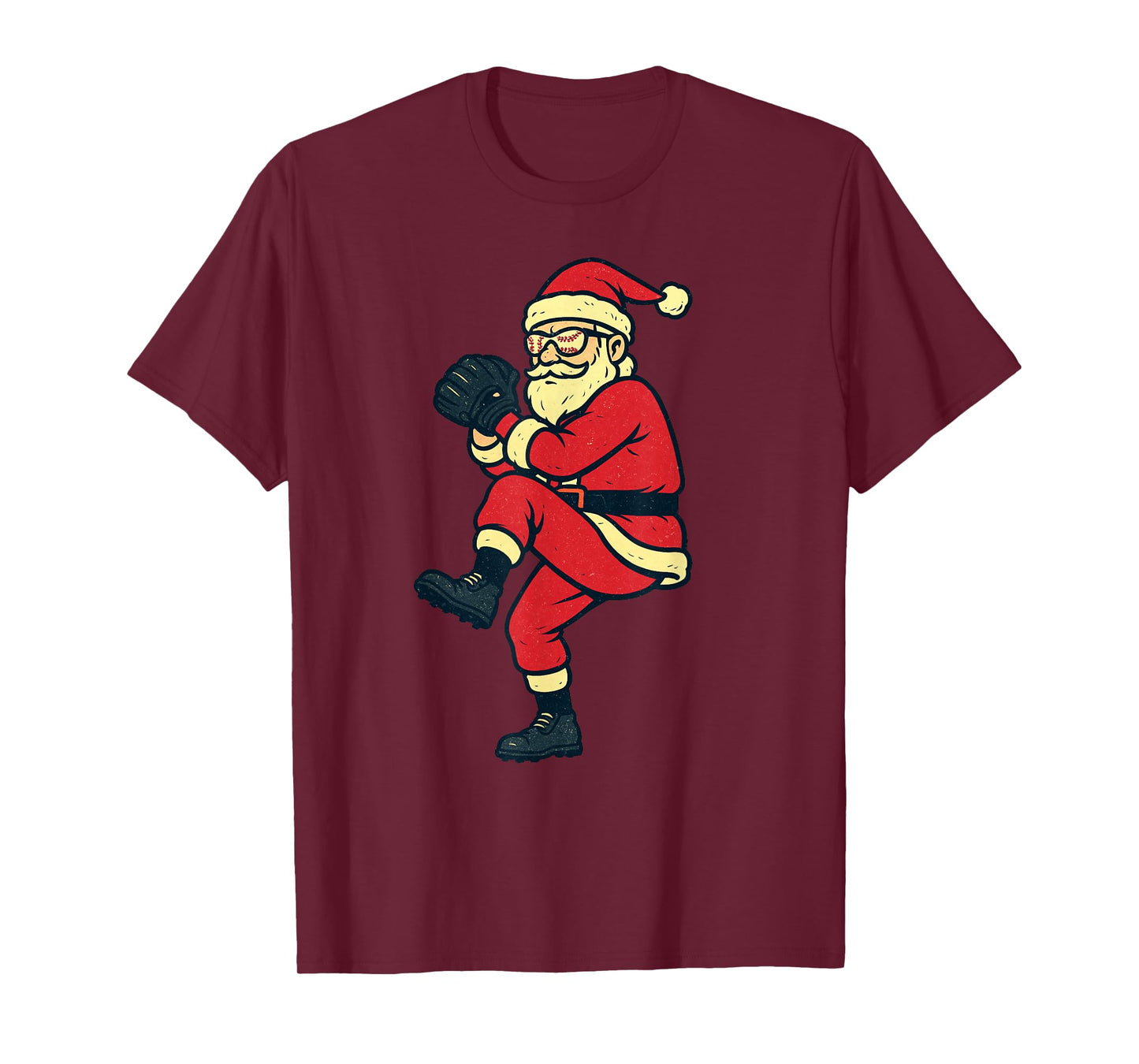 Santa Claus Playing Baseball Xmas Holiday Funny Christmas T-Shirt