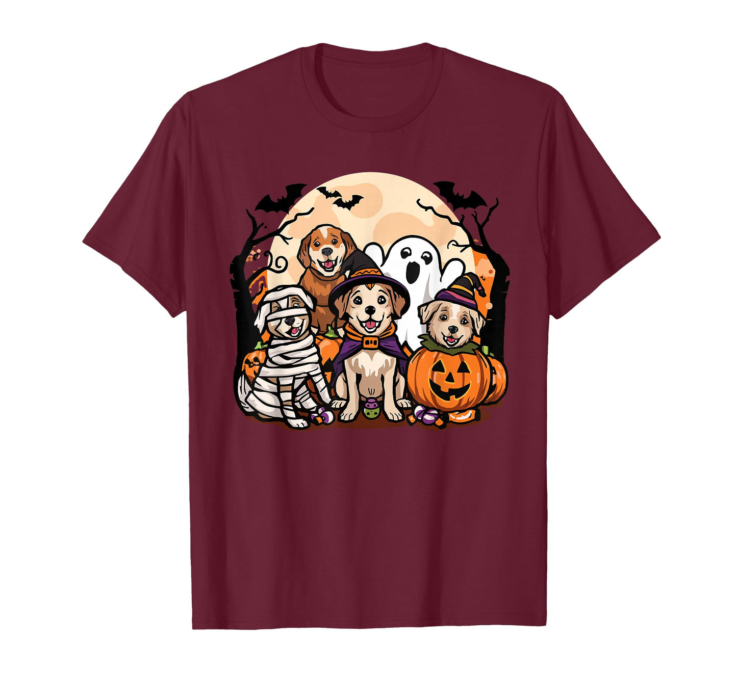 Cute Mummy Witch Ghost Halloween Dog Costume Men Women Kids T-Shirt