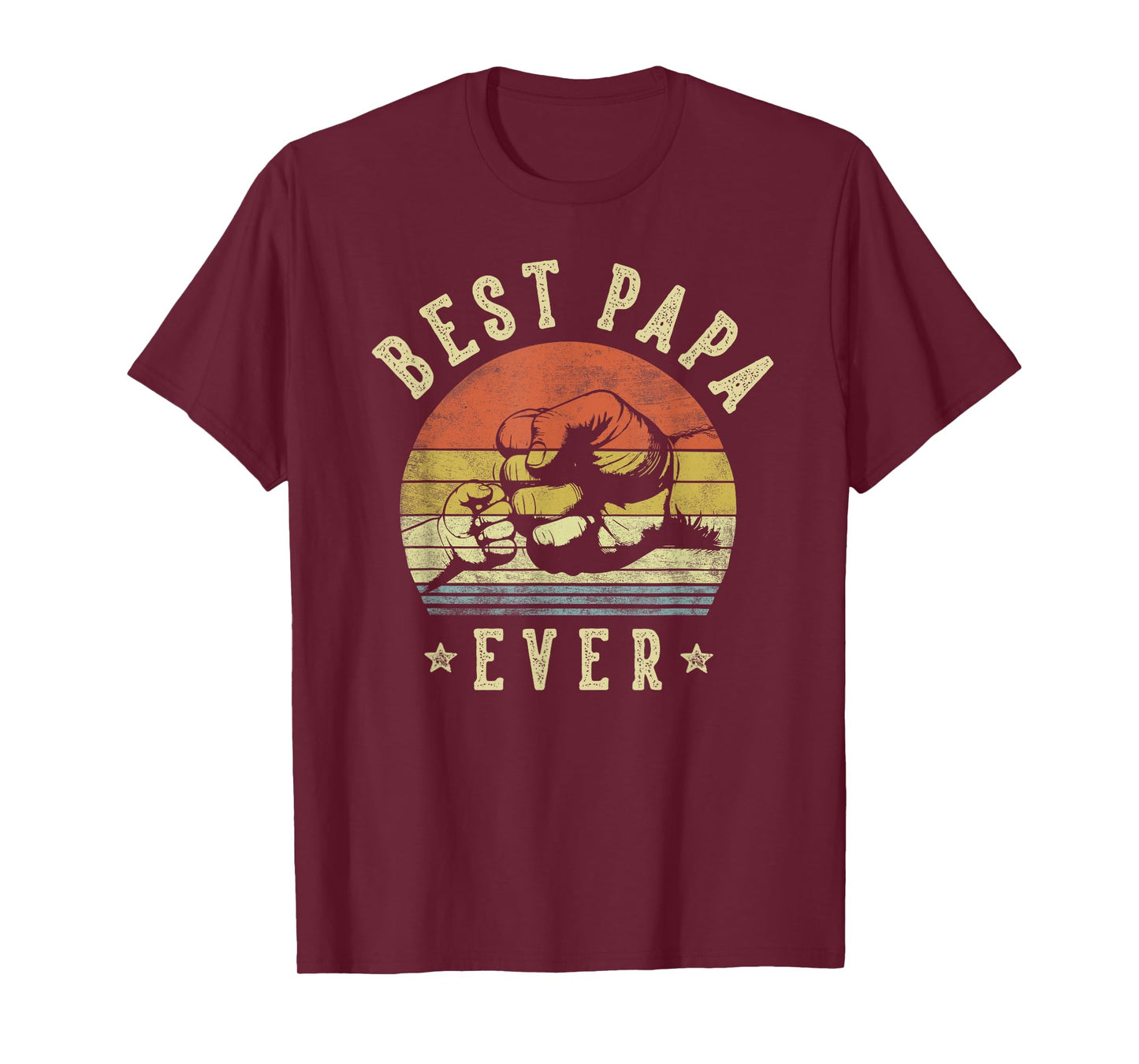 Best Papa Ever - Retro Fist Bump Vintage Design Papa T-Shirt