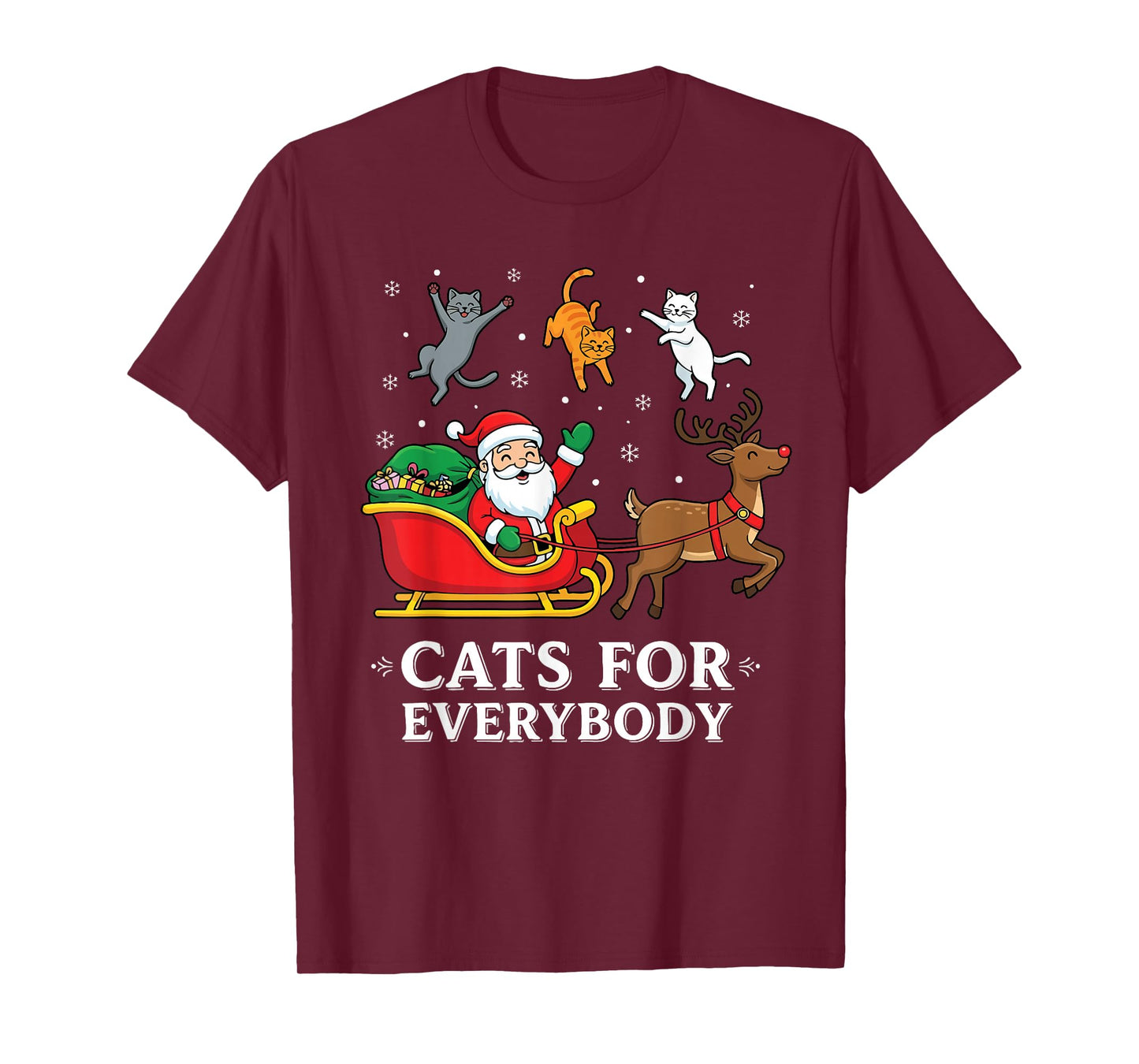 Cats for Everybody Christmas Cat Funny Xmas Women Santa T-Shirt