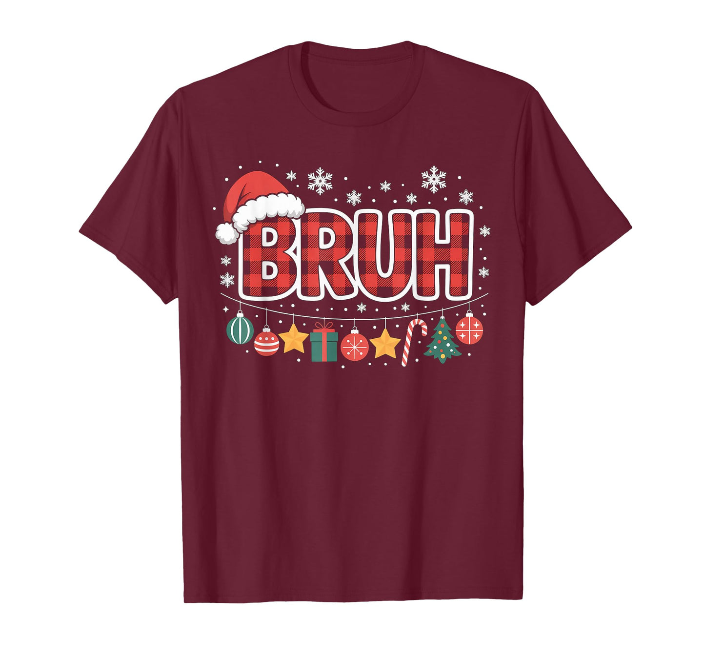 Funny Bruh Santa Christmas Lights Family Xmas Holiday Party T-Shirt