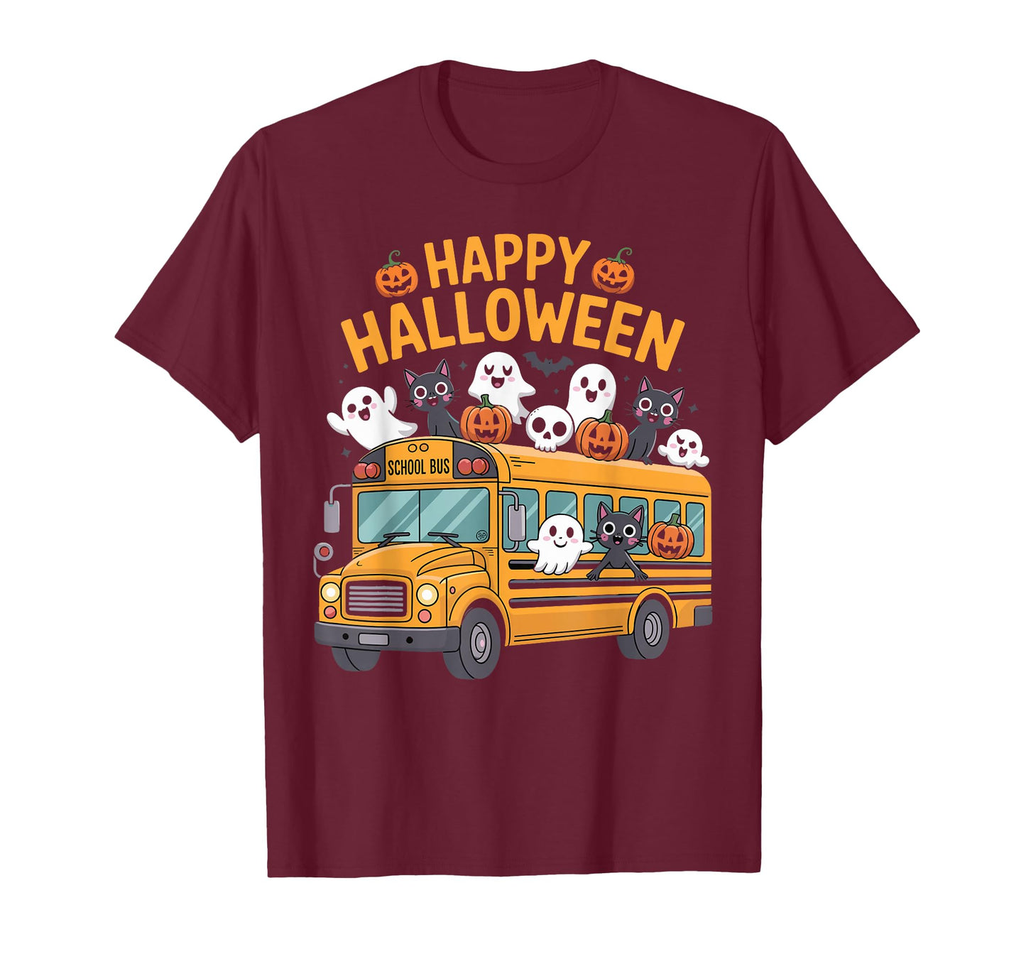 Teacher Halloween School Bus Driver Cute Ghost Witch Party T-Shirt