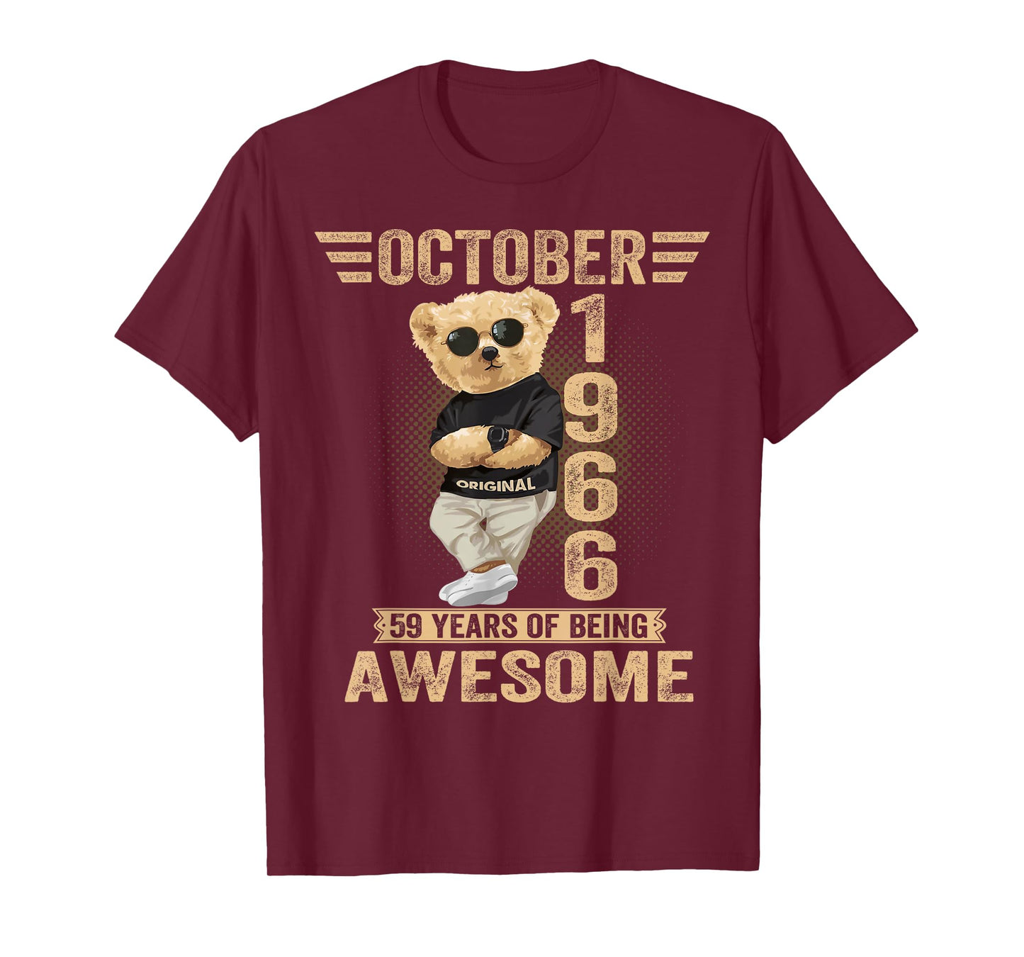 October 59th Birthday Men Women 1966 Awesome Teddy Bear T-Shirt