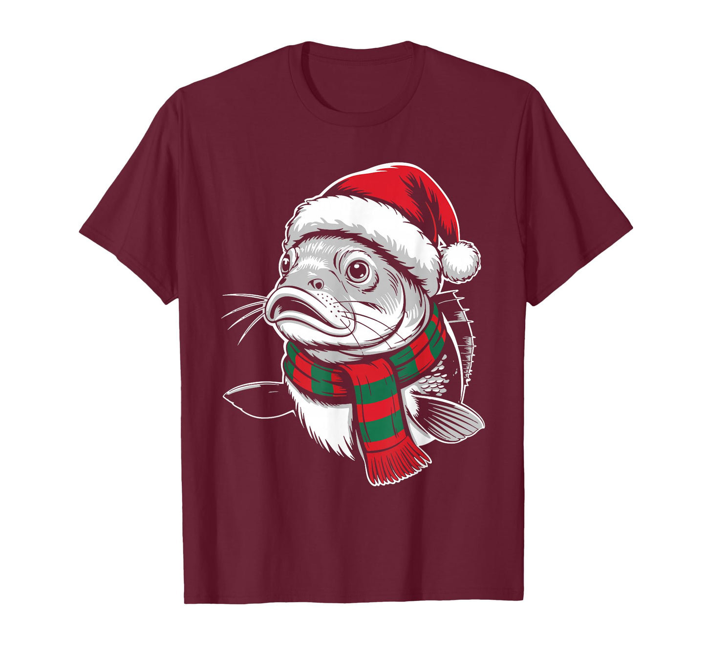 Redfish Xmas Santa Hat Scarf Christmas Costume T-Shirt