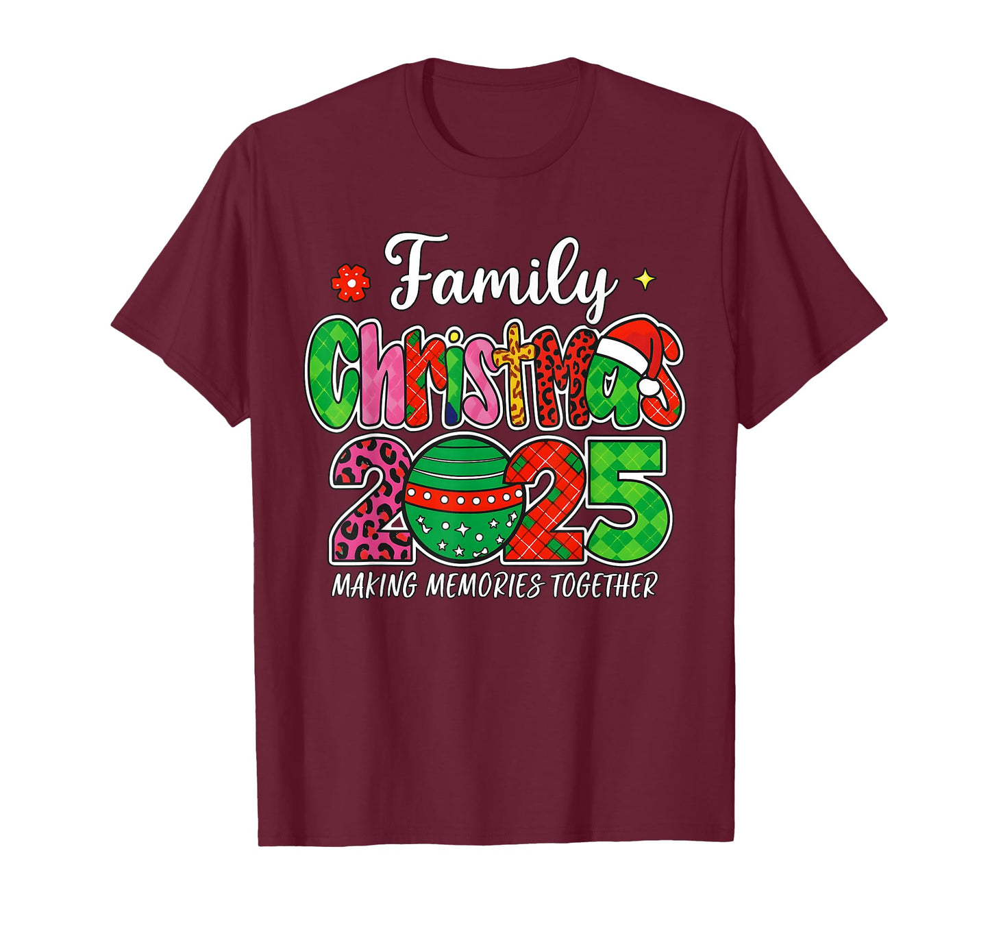 Cute Family Christmas 2025 Matching Santa Hat Xmas Family T-Shirt