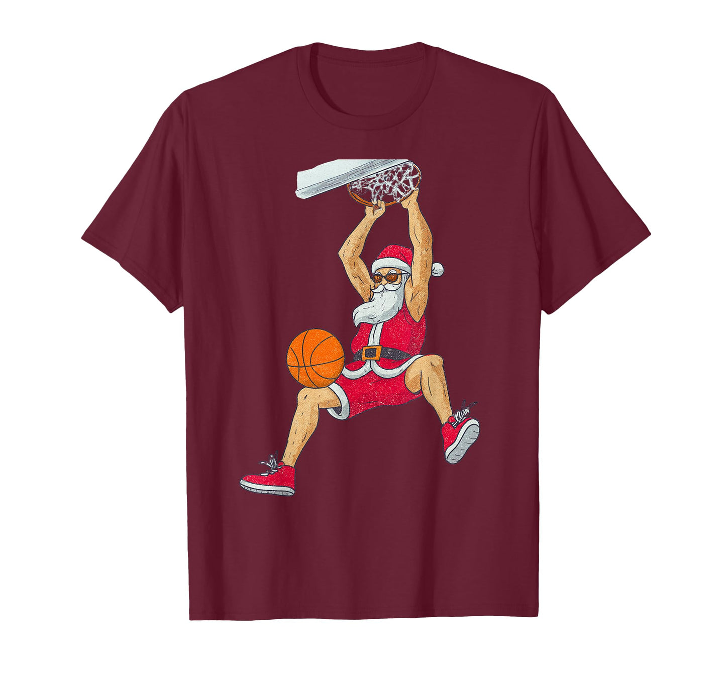Santa Claus Playing Basketball Xmas Holiday Funny Christmas T-Shirt