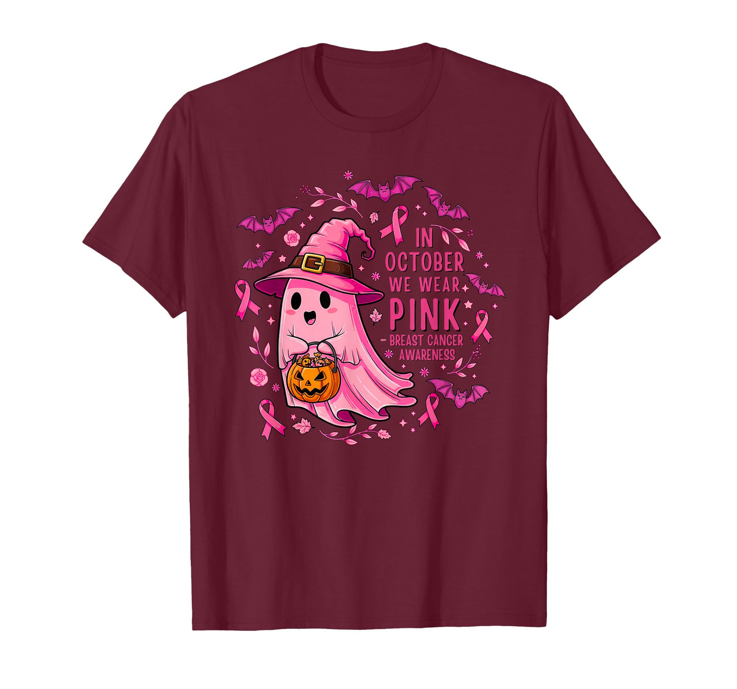 Breast Cancer Women Halloween in October We Wear Pink T-Shirt