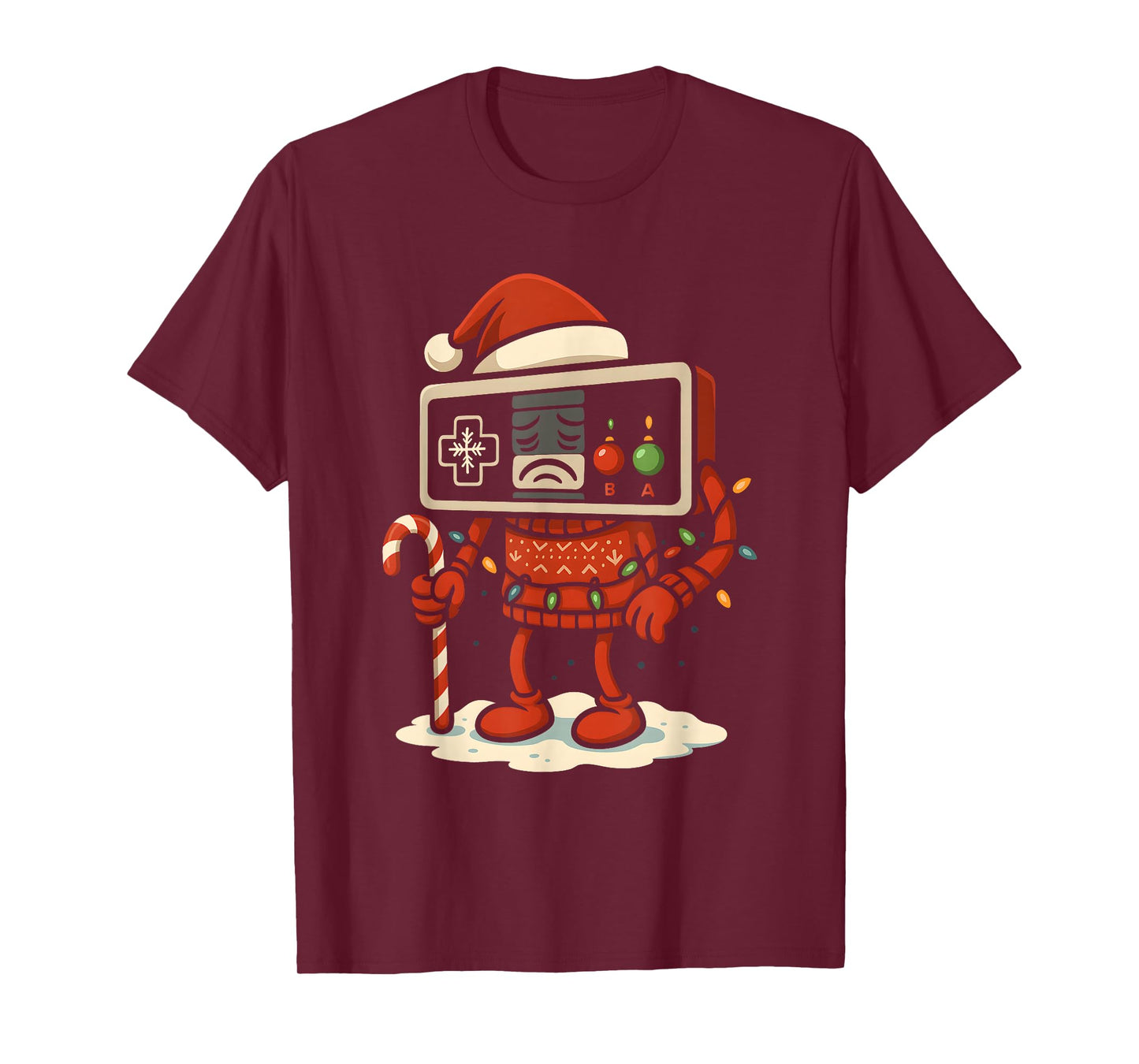 Retro Game Controller Holiday Festive Cartoon Art T-Shirt