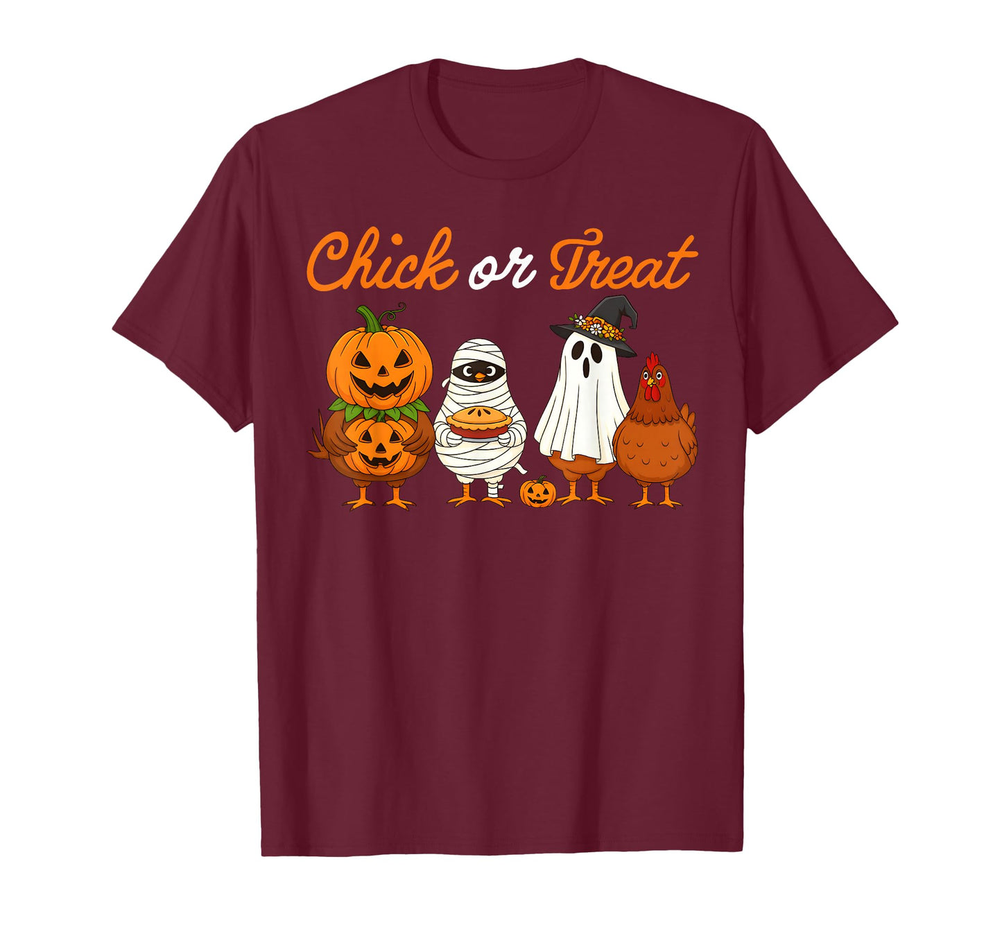 Chick Or Treat Funny Halloween Pumpkin Ghost Spooky Chicken T-Shirt
