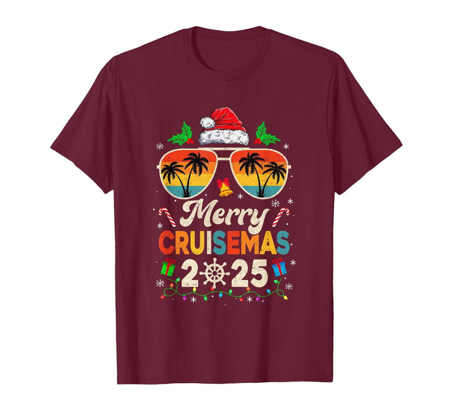 Merry Cruisemas 2025 Christmas Santa Reindeer Cruise Retro T-Shirt