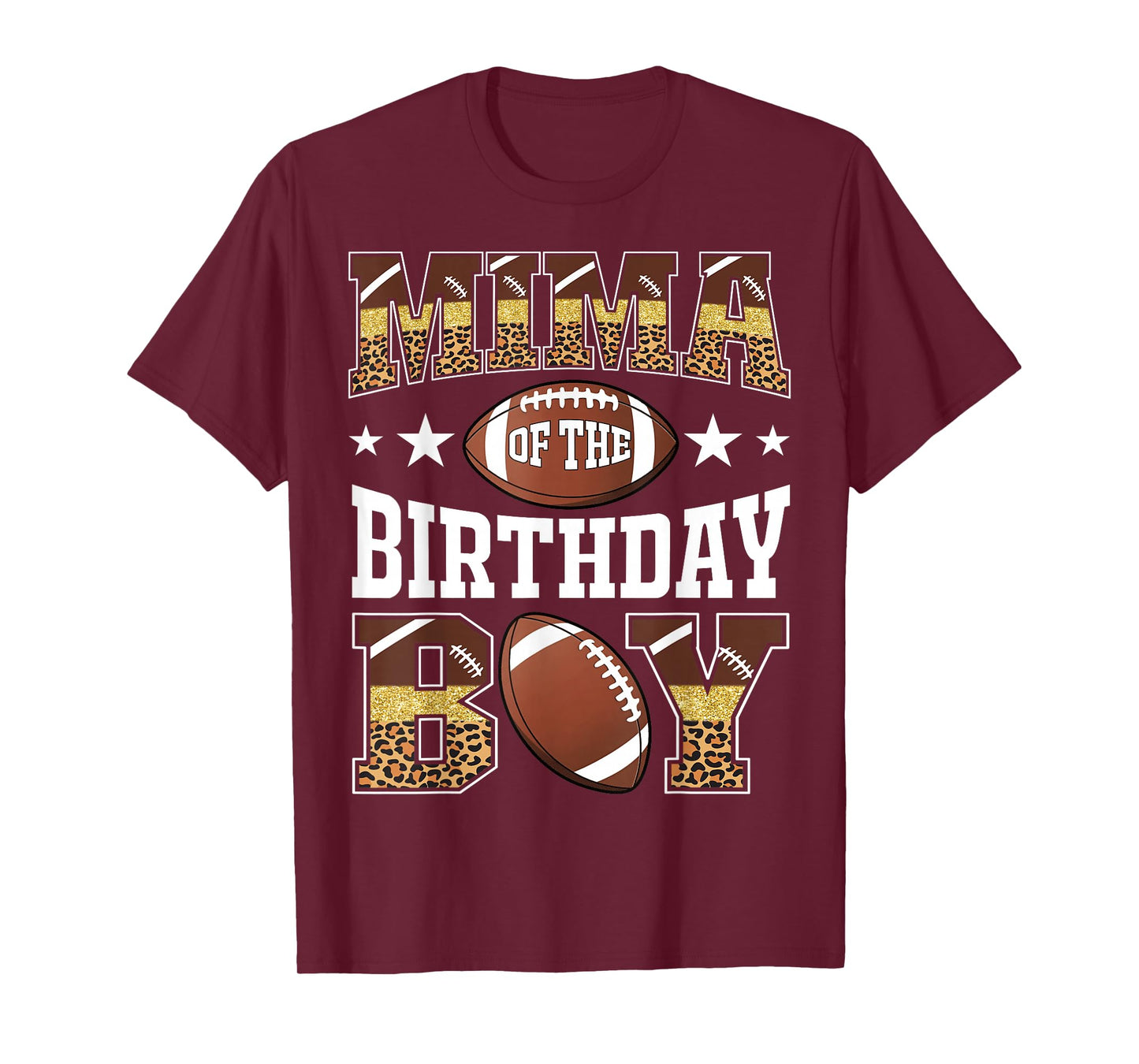 Mima Of The Birthday Boy Game Day Leopard Football T-Shirt