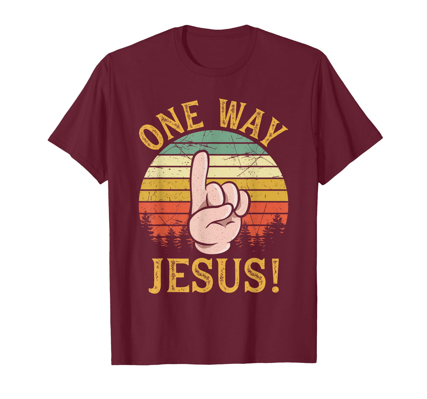 One Way Jesus People Finger Up Christian Revolution T-Shirt