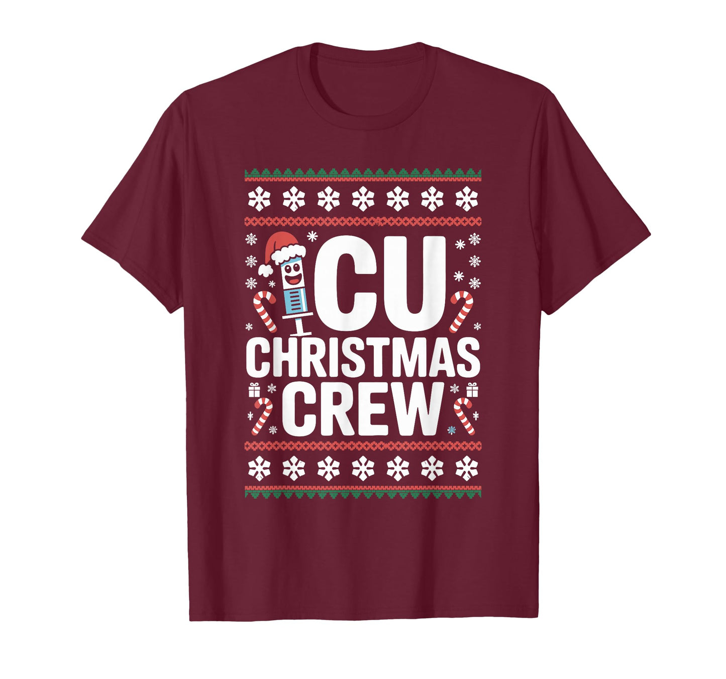 ICU Nurse Ugly Christmas Sweater Critical Care Xmas Nursing T-Shirt