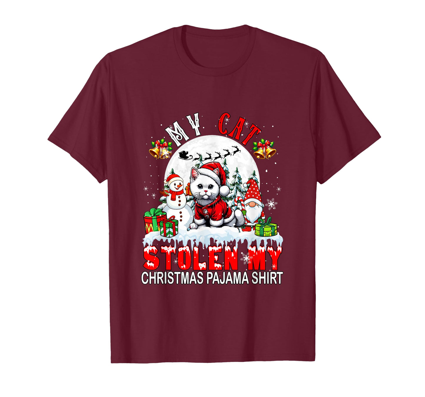 My Cat Stolen My Christmas Pajama Shirt Santa Cat Owner T-Shirt