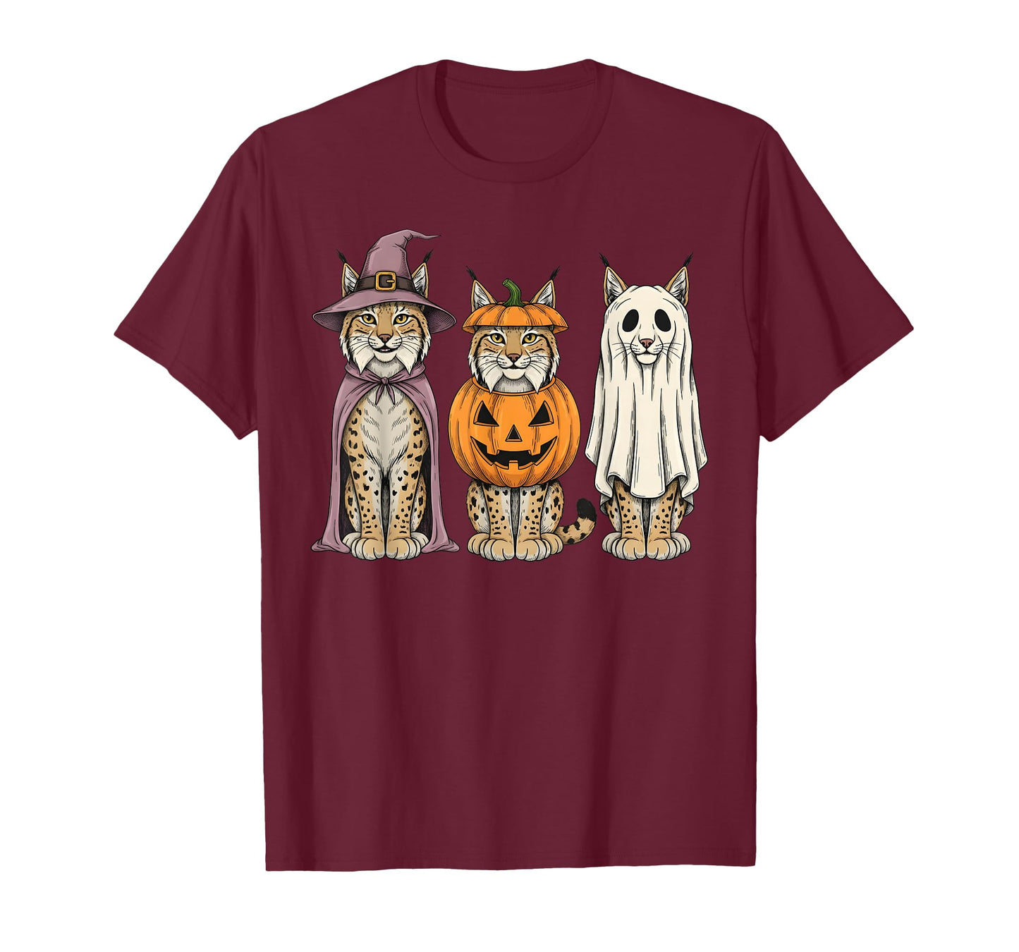 Spooky Ghost Lynx Lover Pumpkin Halloween T-Shirt