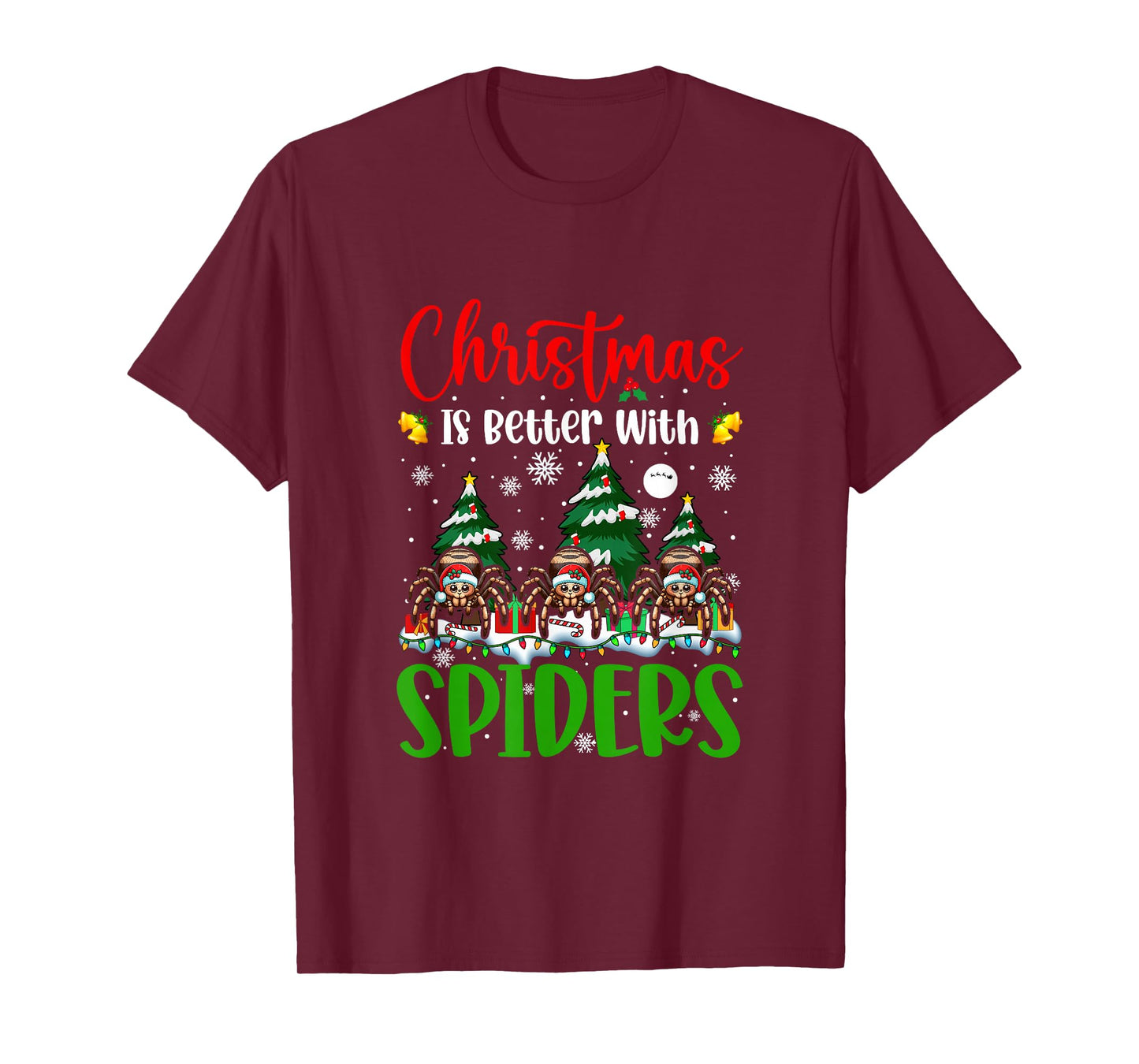 Xmas is Better Funny Joke Spiders Lover Christmas Tree T-Shirt