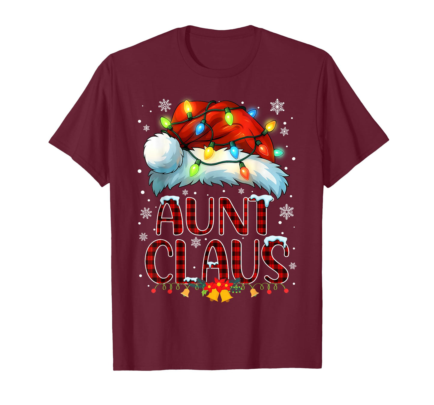 Christmas Hat Lights Pajama Aunt Claus Family Matching T-Shirt