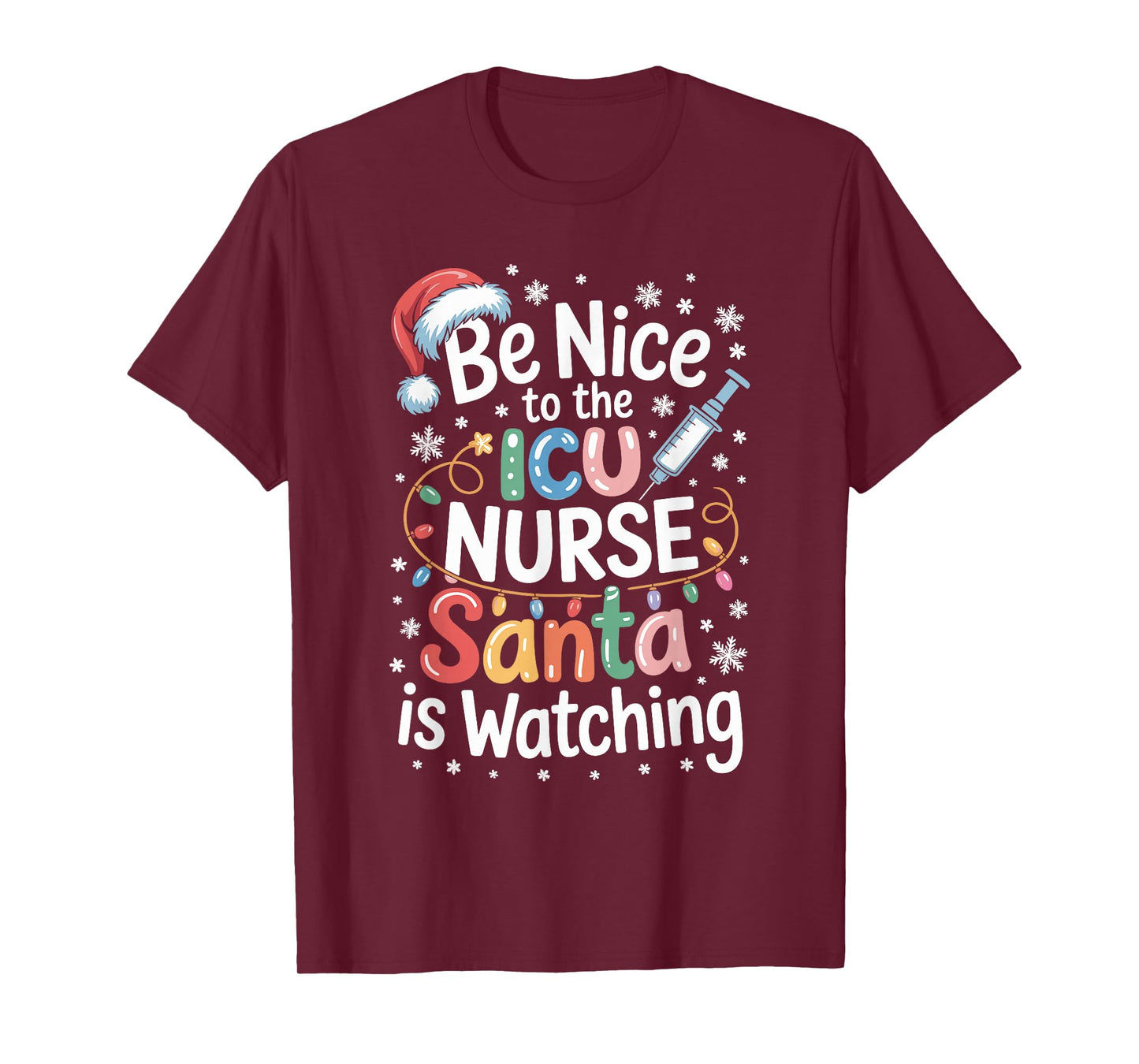 Funny ICU Nurse Christmas Critical Care Nurse Xmas Nursing T-Shirt
