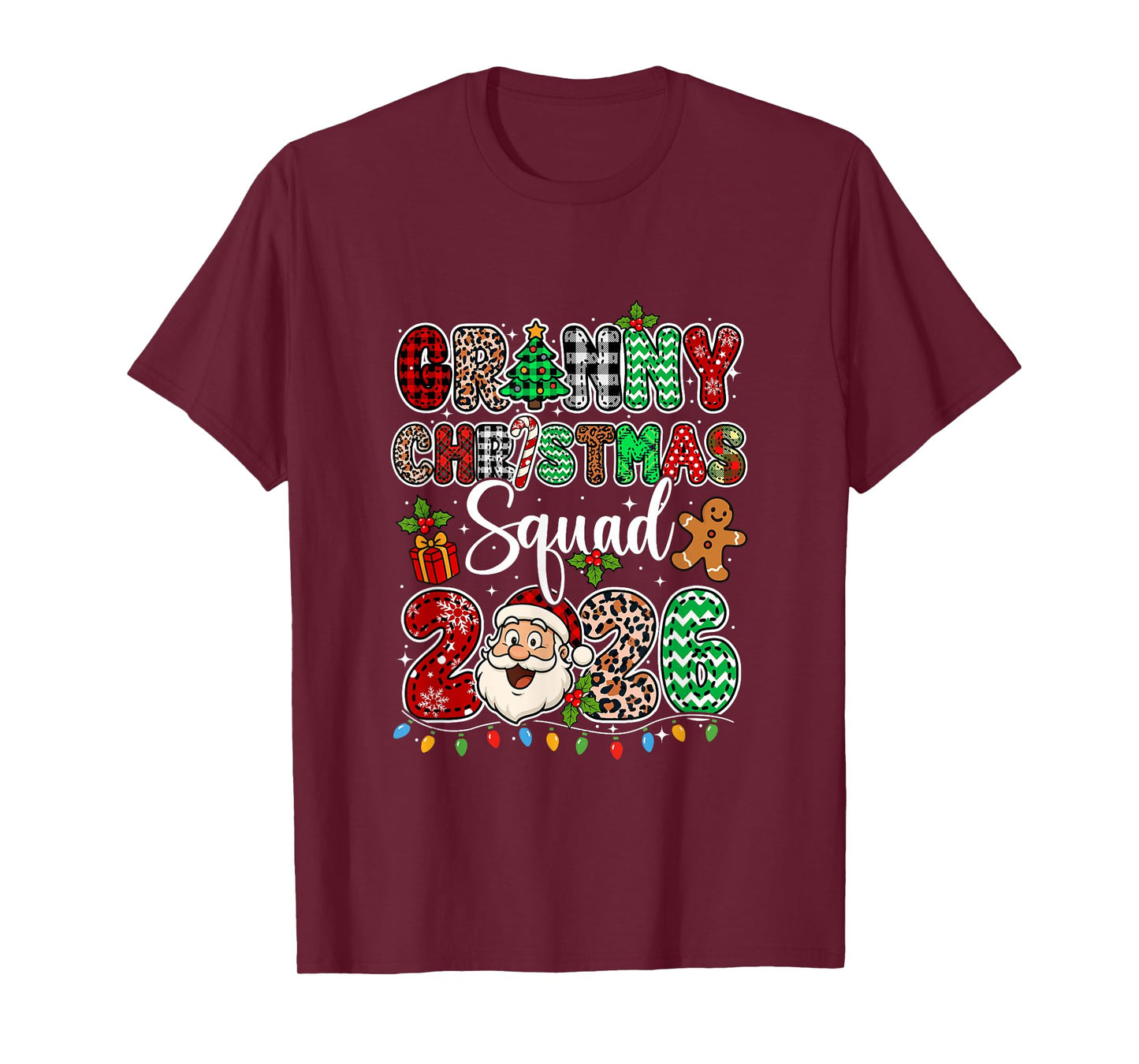 Granny Christmas Crew 2026 Leopard Funny Santa Family Group T-Shirt