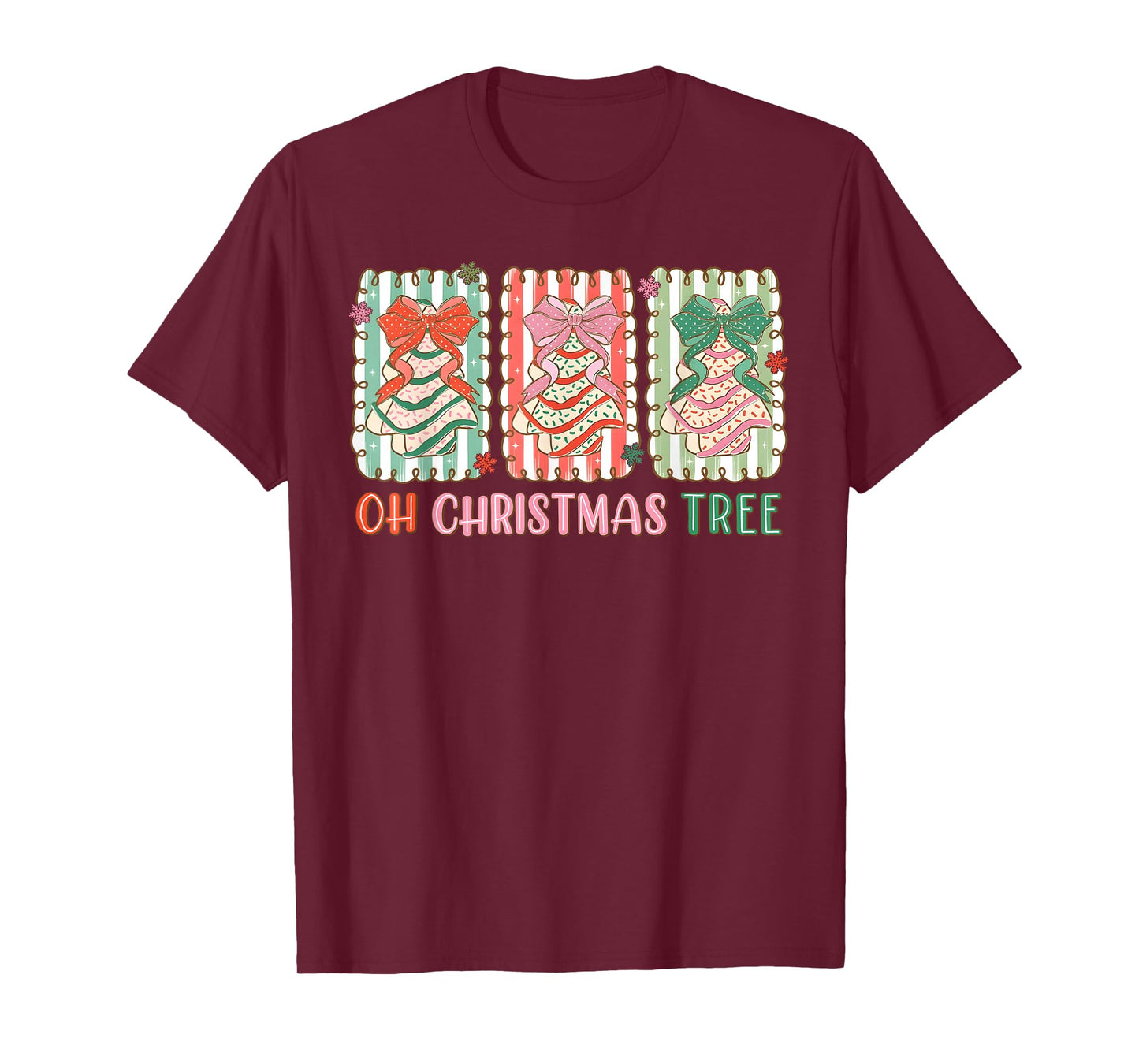 Groovy Oh Christmas Tree Cakes Debbie Becky Jen Cake Lovers T-Shirt