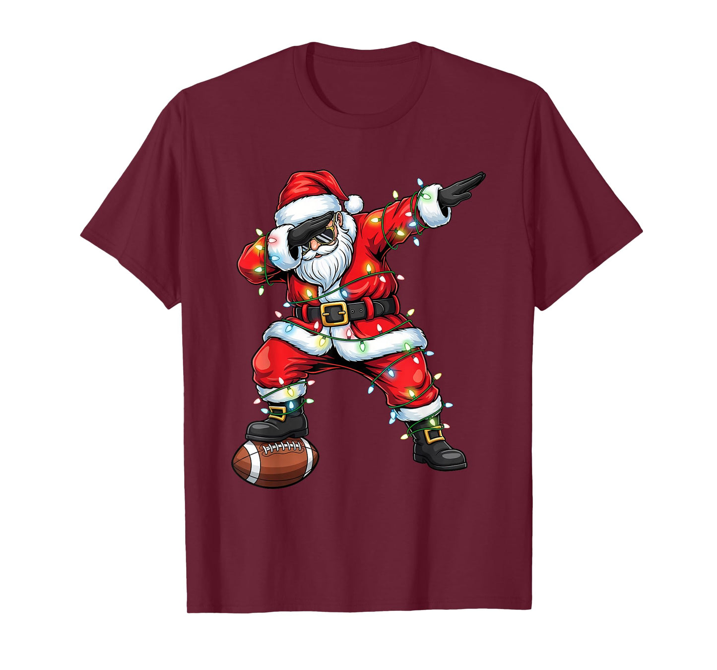Dabbing Santa Funny Christmas Football Men Women Boys Girls T-Shirt
