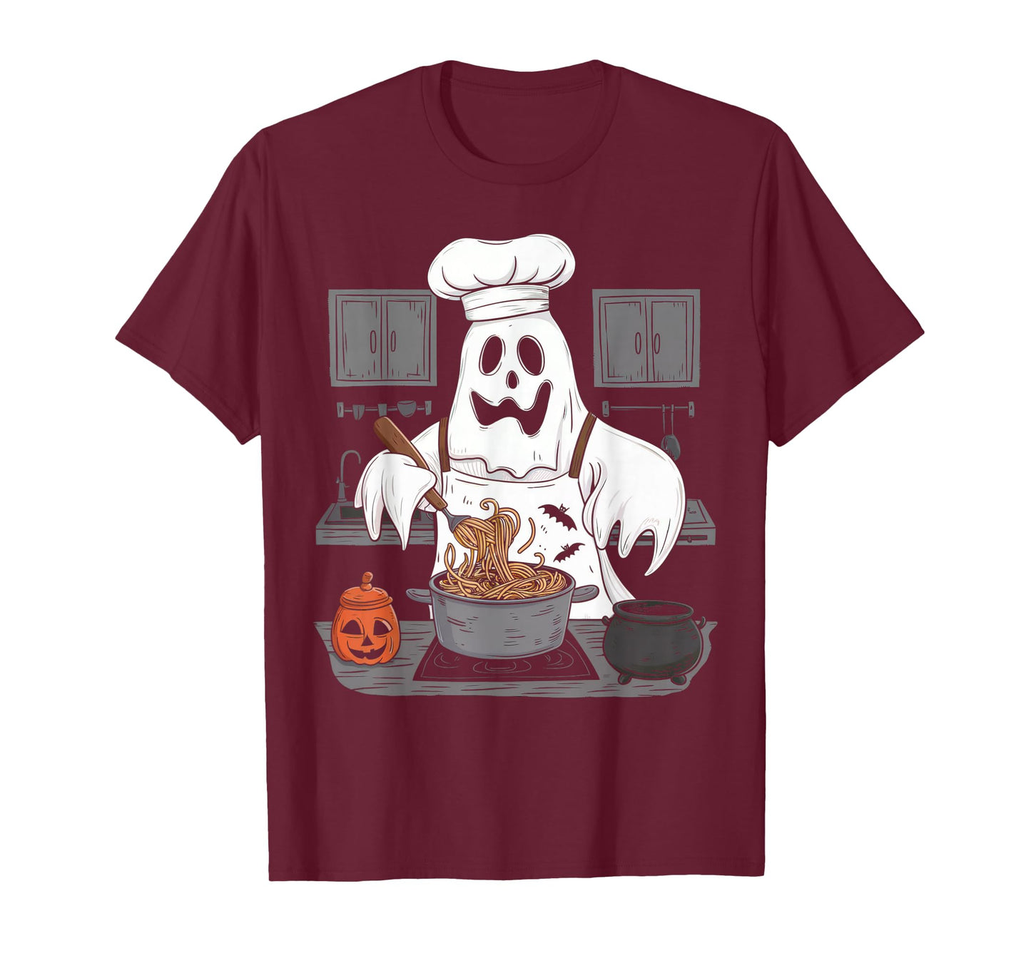Ghost Cooking Halloween Chef Kitchen Restaurant Staff Crew T-Shirt