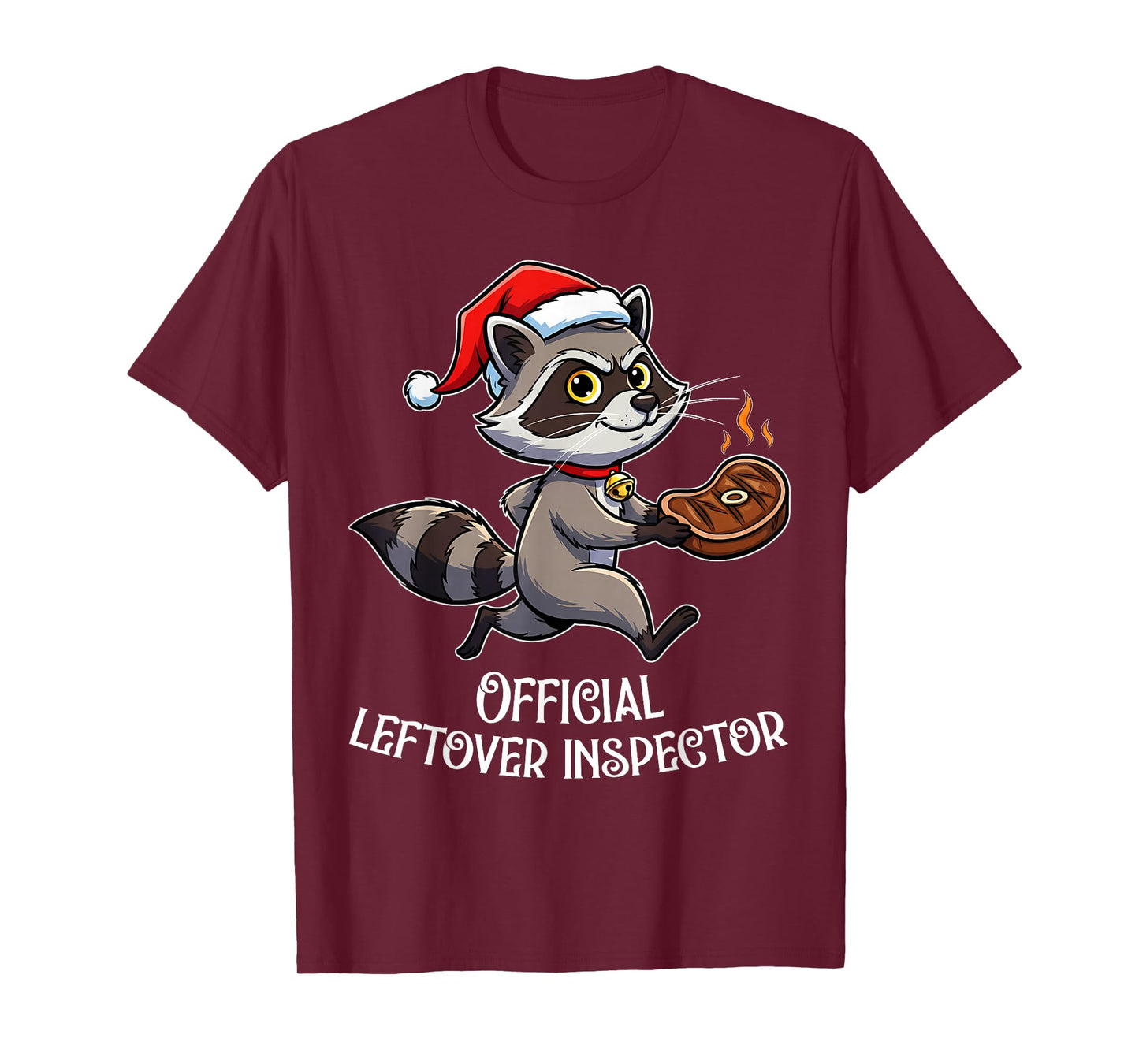 Official Leftover Inspector Raccoon Funny Xmas Men Husband T-Shirt