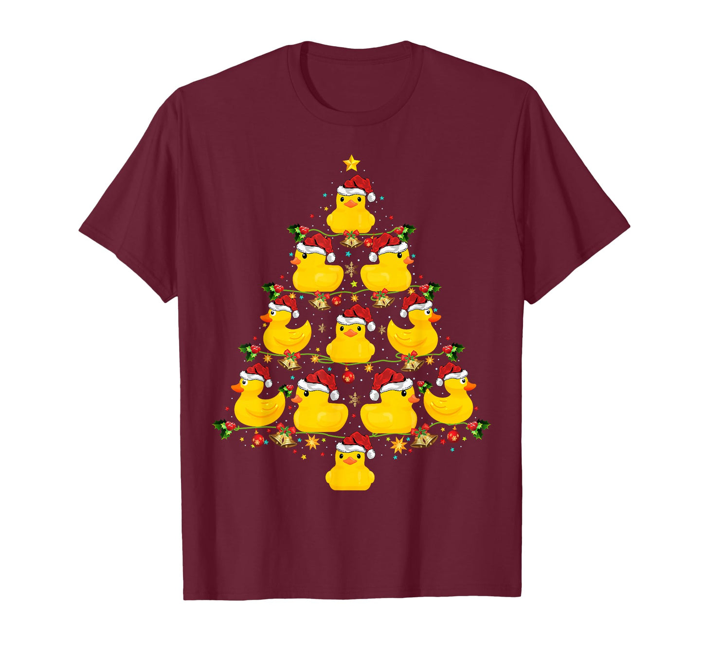Rubber Duck Christmas Tree Pajamas Lights Xmas T-Shirt
