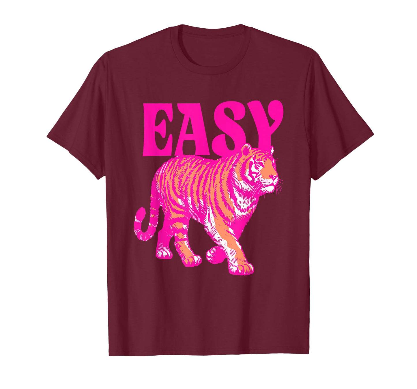 Pink Easy Tiger Retro Aesthetic Graphic Men Women T-Shirt