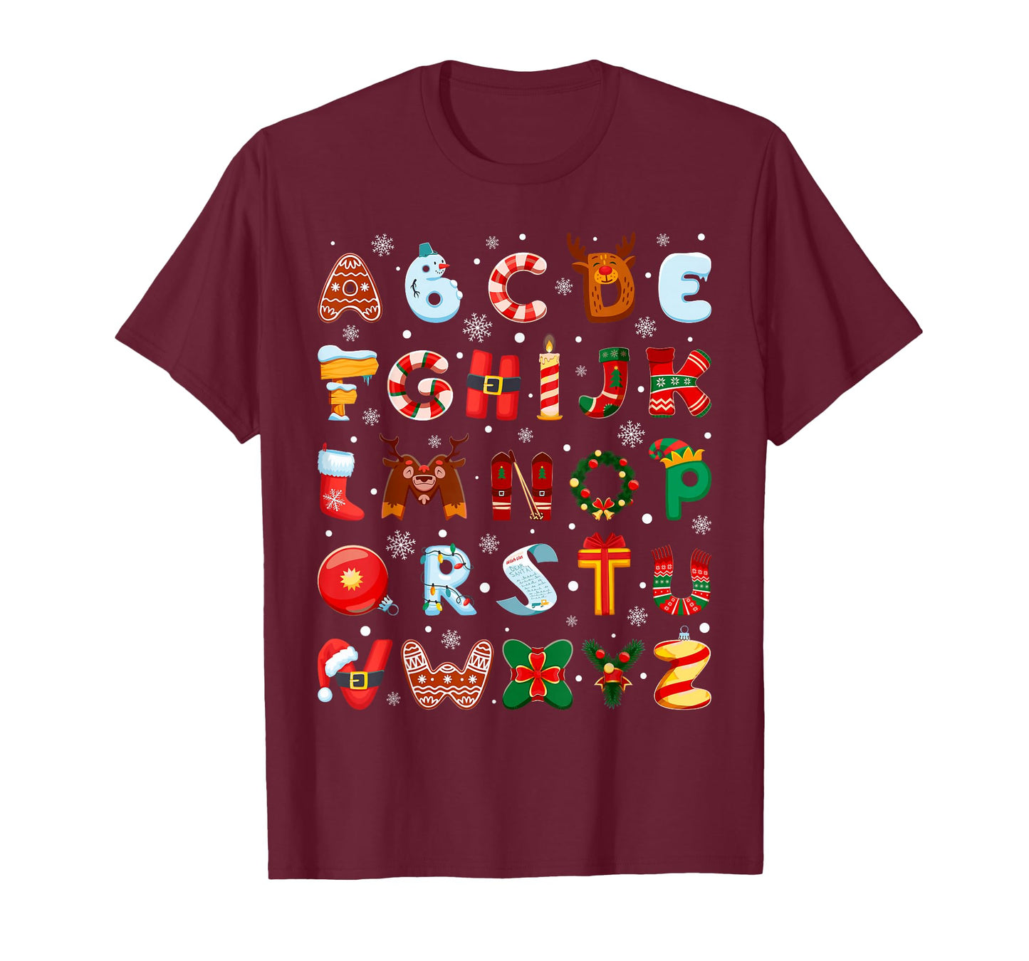 Funny Alphabet Xmas Pre-K Preschool Teachers Merry Christmas T-Shirt