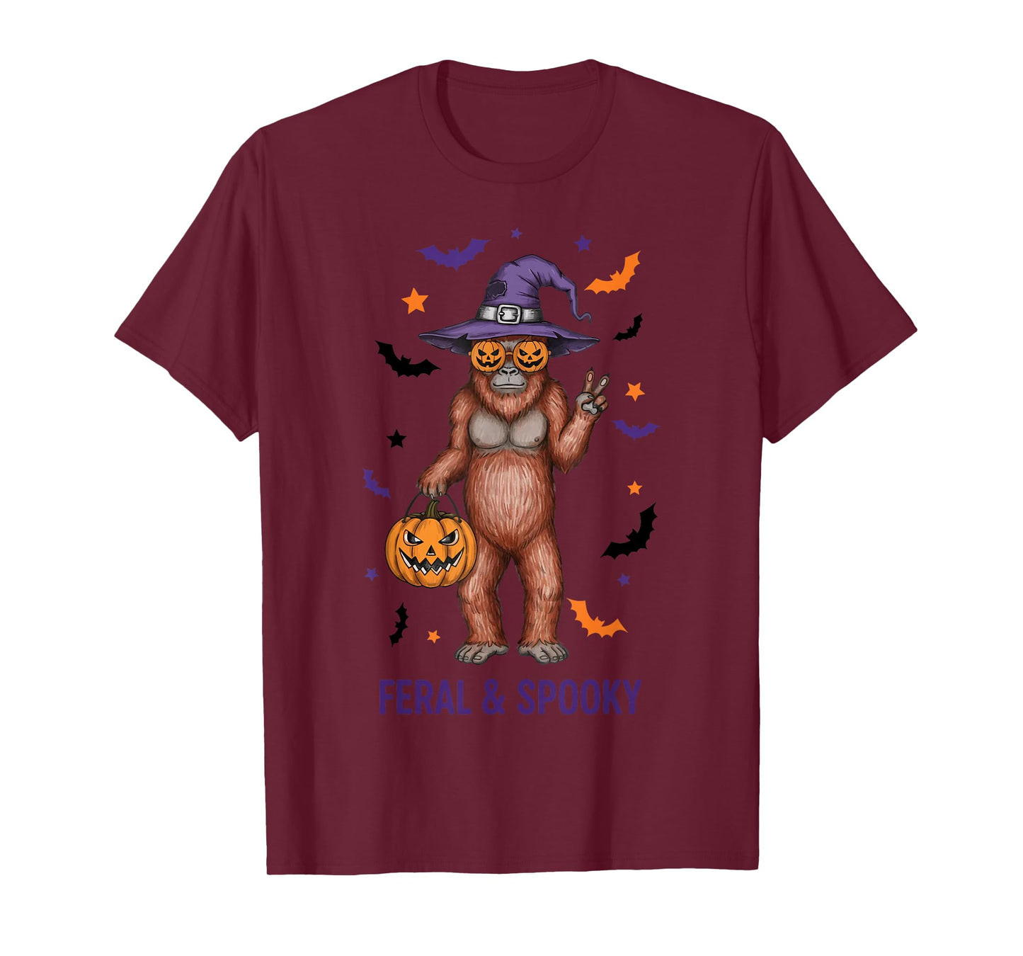 Feral and Spooky Witch Costume Bigfoot Halloween T-Shirt