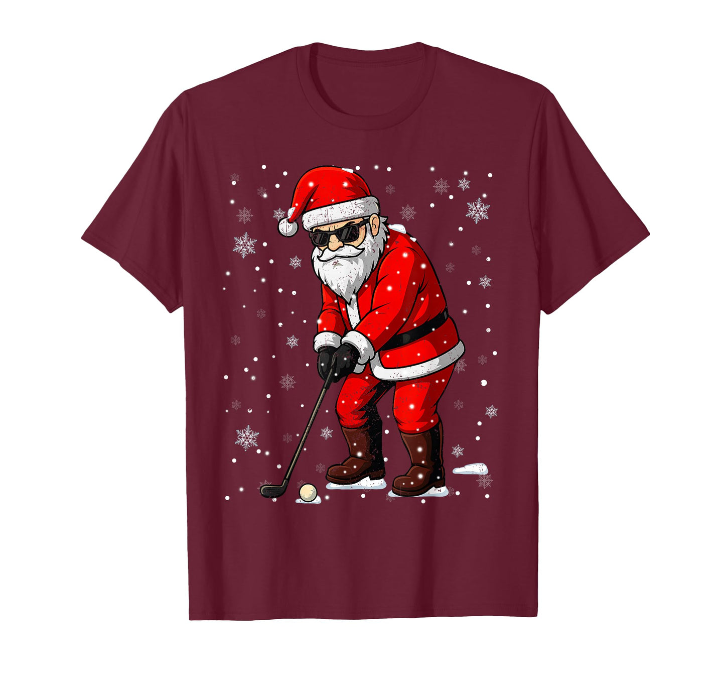 Funny Retro Santa Play Golf Snowflake Christmas Xmas Men T-Shirt