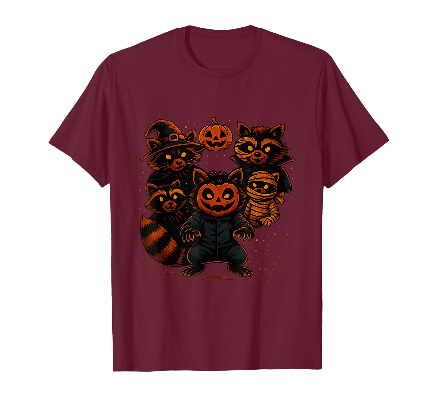 Cute Halloween Raccoons in Costumes Funny Spooky Art T-Shirt