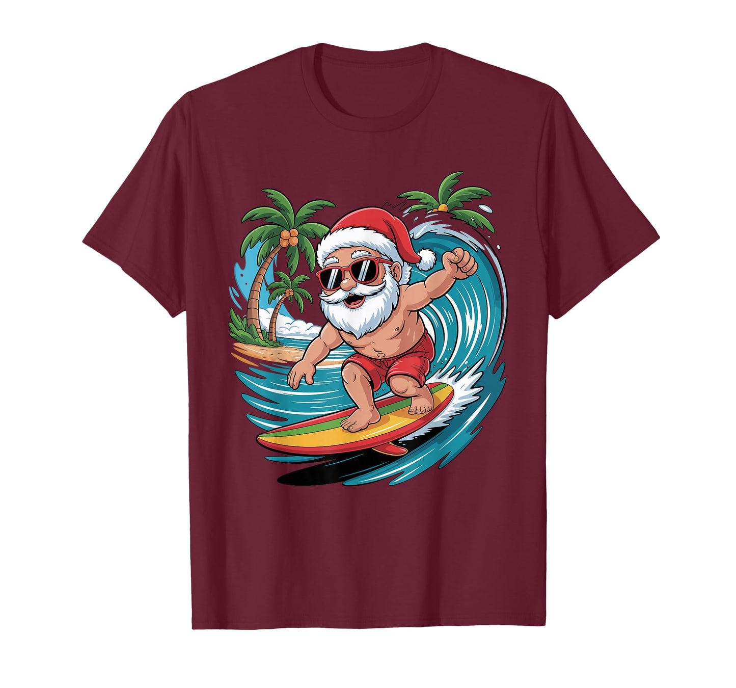 Santa Surfing Funny Surfer Holiday Christmas Xmas Pajama T-Shirt