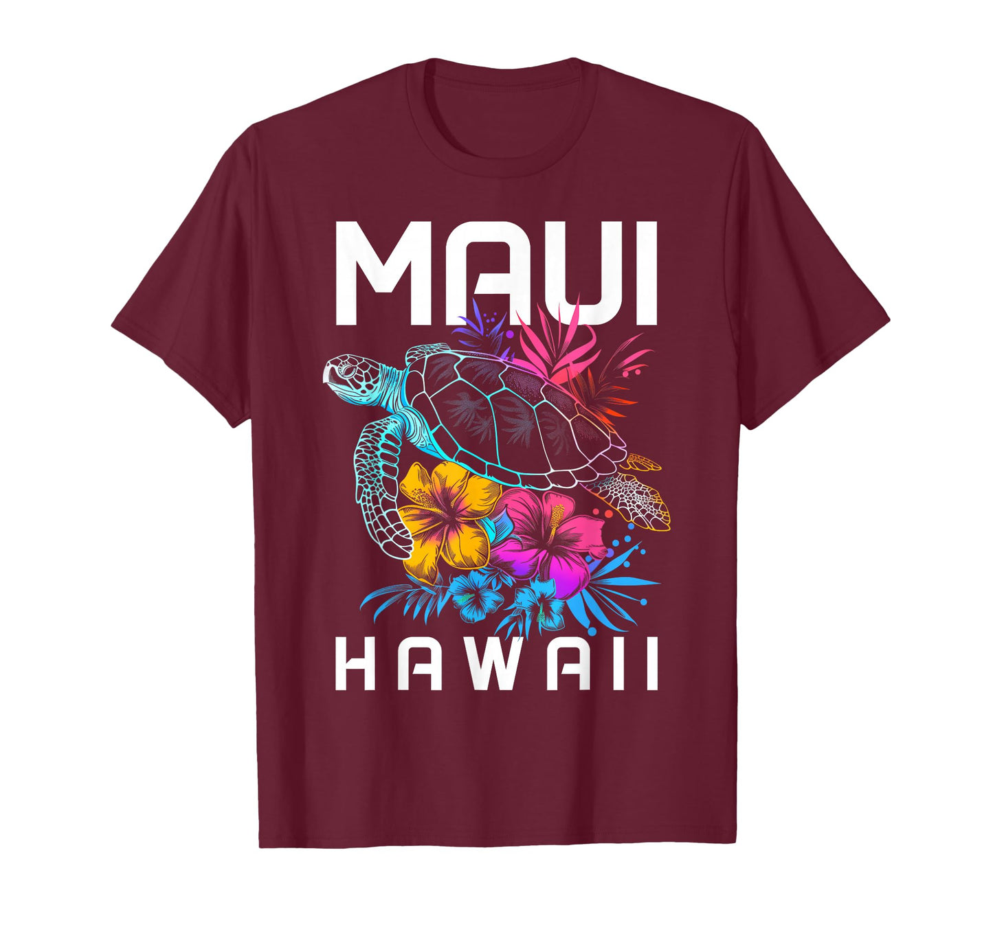 Maui Hawaii Sea Turtle Diving Flower Hawaii Souvenir T-Shirt