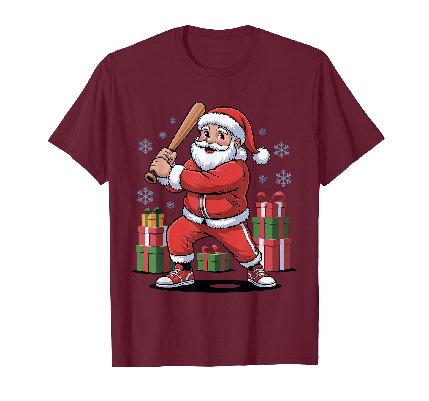 Funny Santa Playing Baseball Holiday Christmas Xmas Pajama T-Shirt