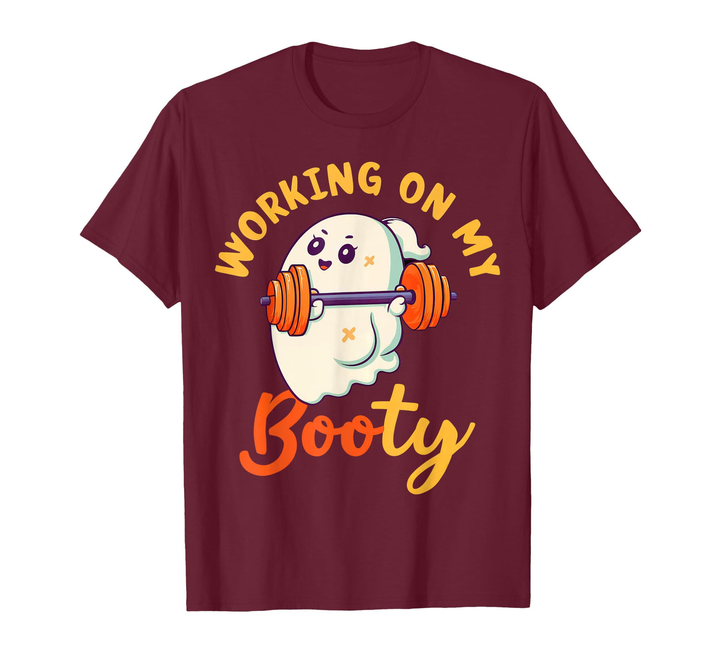 Working On My Booty Boo-Ty Funny Halloween Gym Ghost T-Shirt