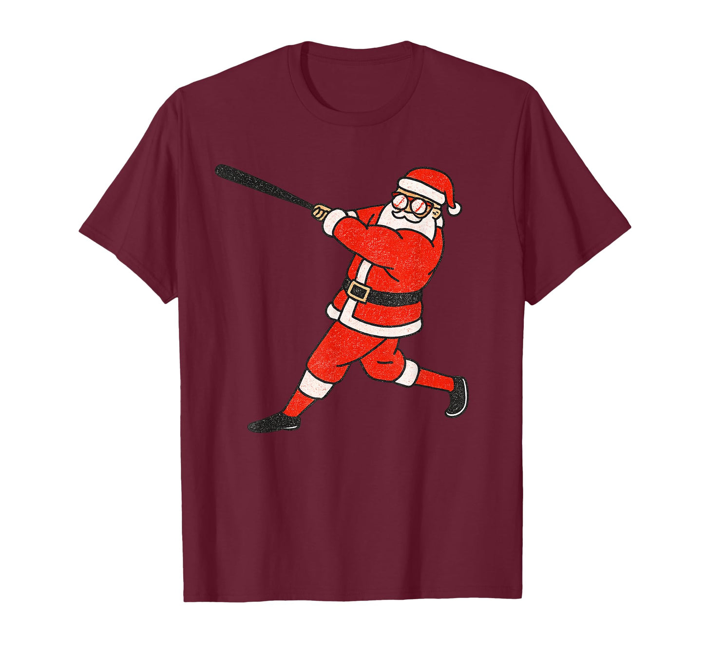 Santa Claus Playing Baseball Xmas Holiday Funny Christmas T-Shirt