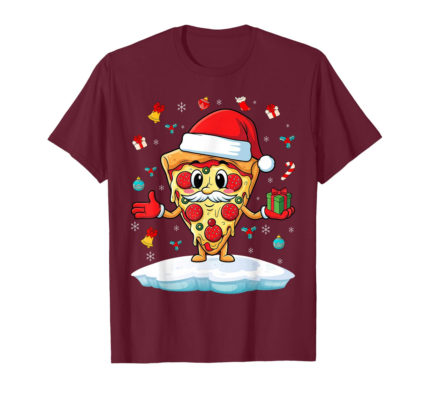 Funny Christmas Pizza Santa for Lovers Xmas T-Shirt
