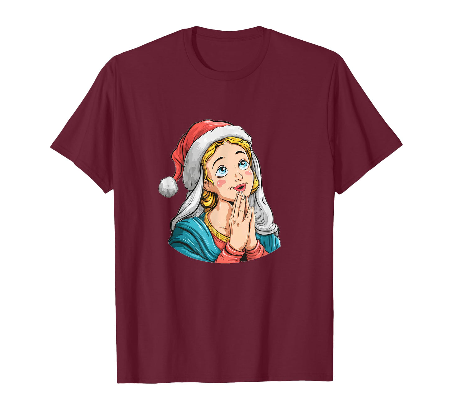 Happy Mary of Nazareth with Festive Santa Hat Costume T-Shirt