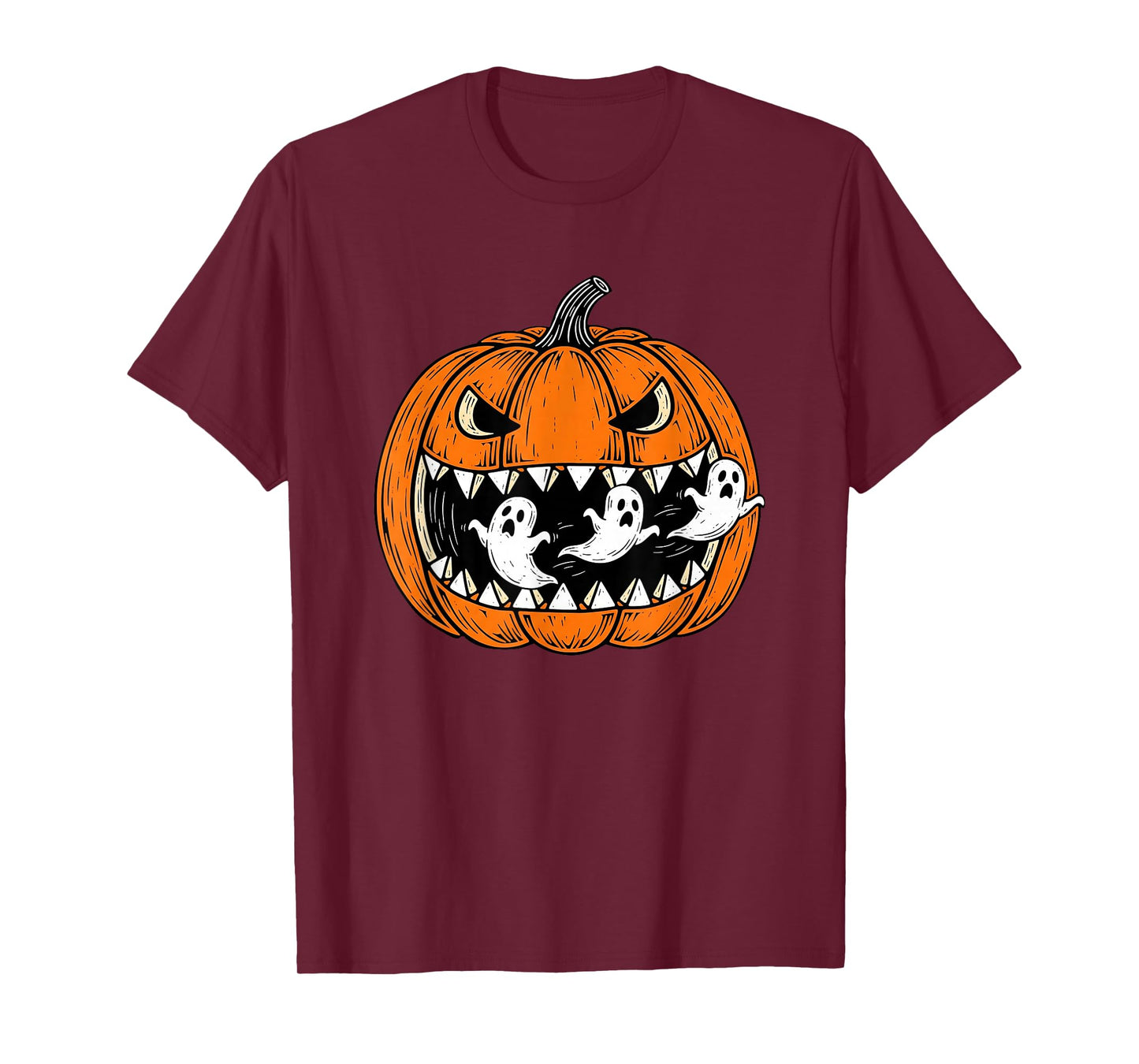 Halloween Pumpkin Eating Ghost Costume Men Boys Kids T-Shirt