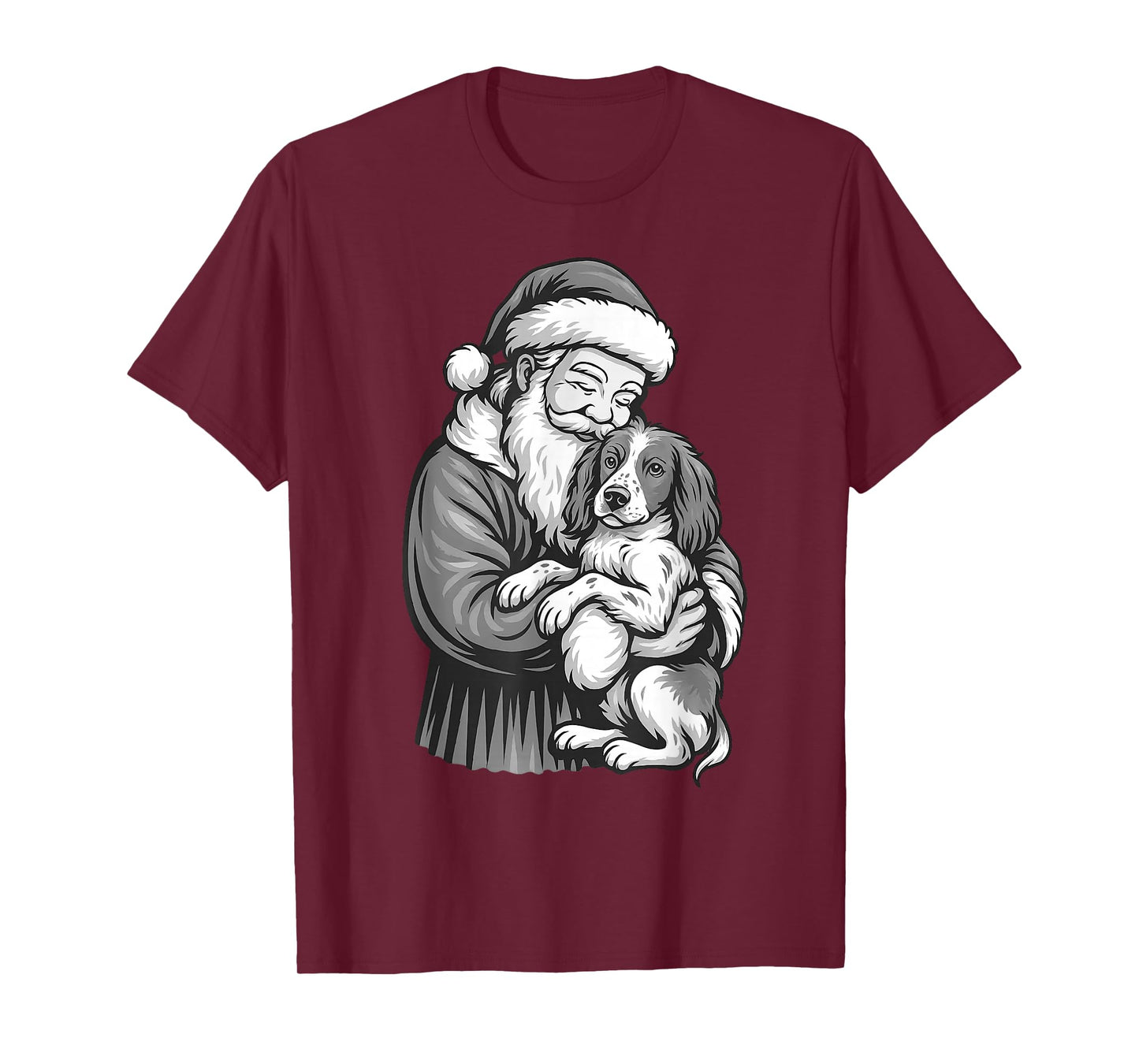 Brittany Spaniel Santa Claus Christmas Dog Lover T-Shirt